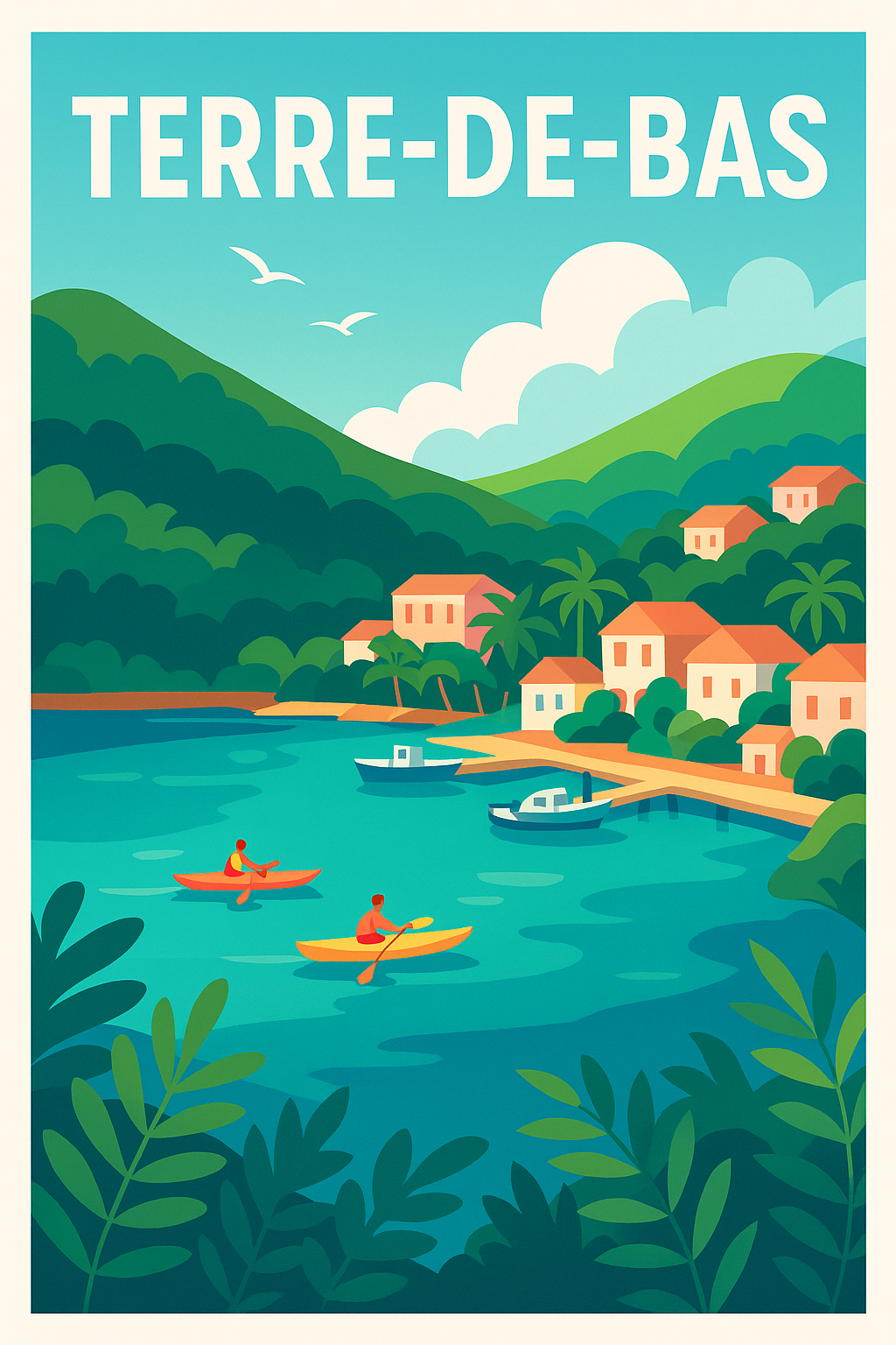 Affiche de Terre-de-Bas - Évasion tropicale et sérénité insulaire