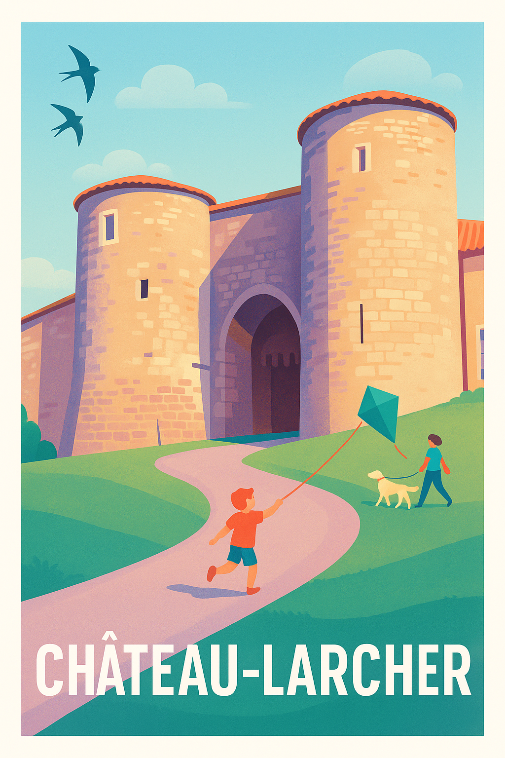 Affiche Château-Larcher — L'enchantement médiéval en illustration · poster d'art de Château-Larcher