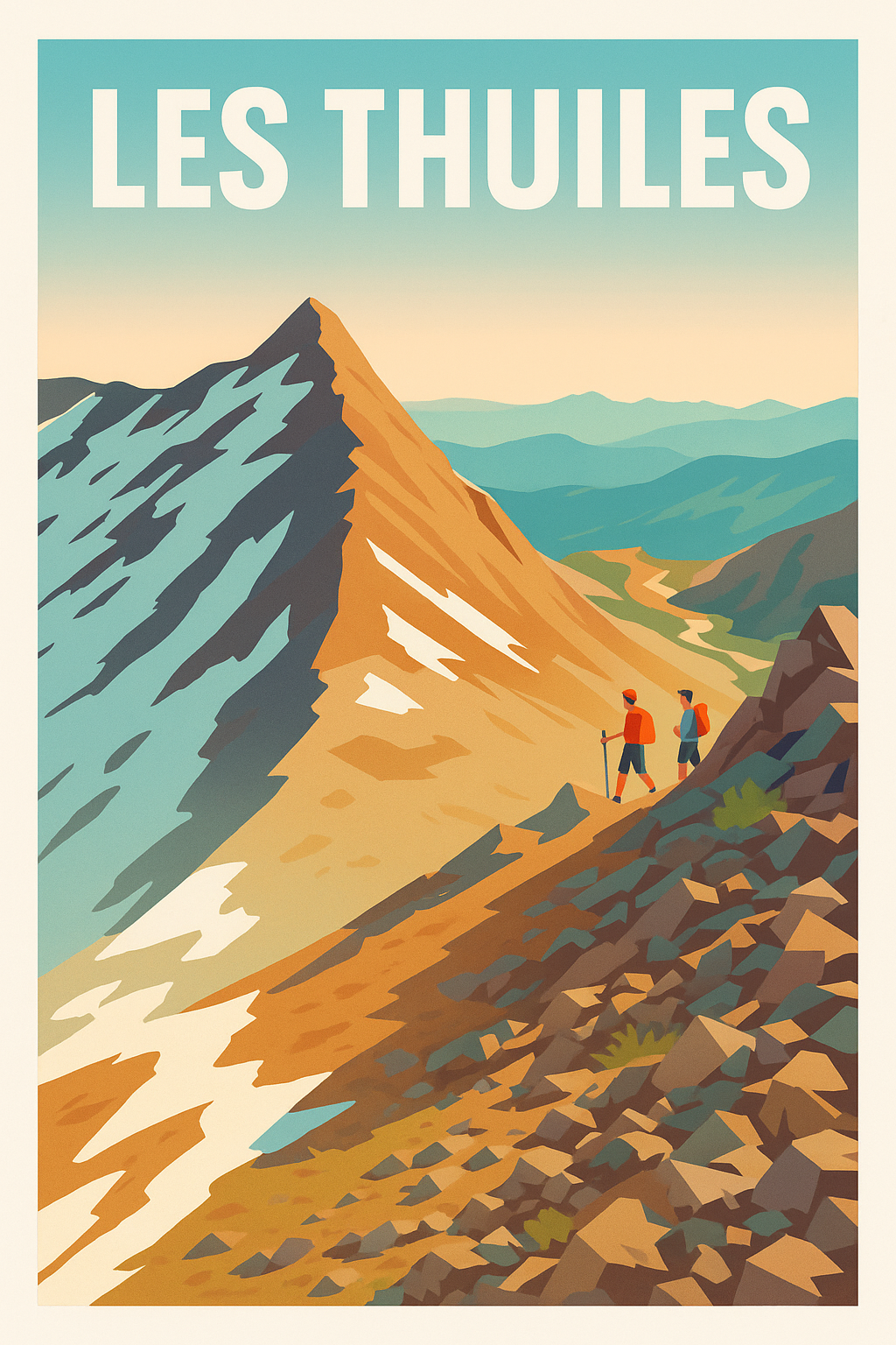 Affiche Les Thuiles — Aventure et nature en montagne · poster d'art de Les Thuiles