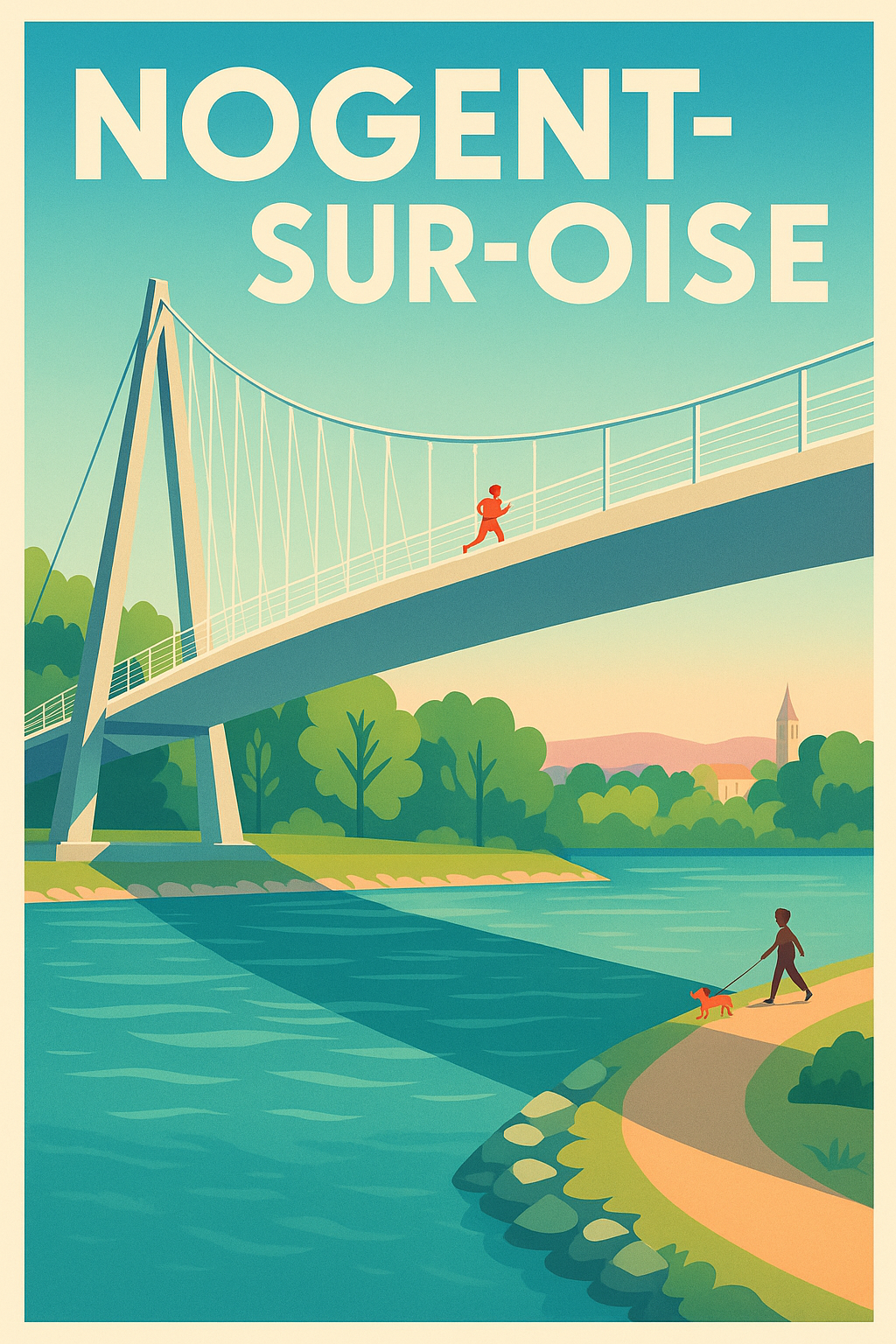 Affiche Nogent-sur-Oise — Le charme du pont suspendu · poster d'art de Nogent-sur-Oise