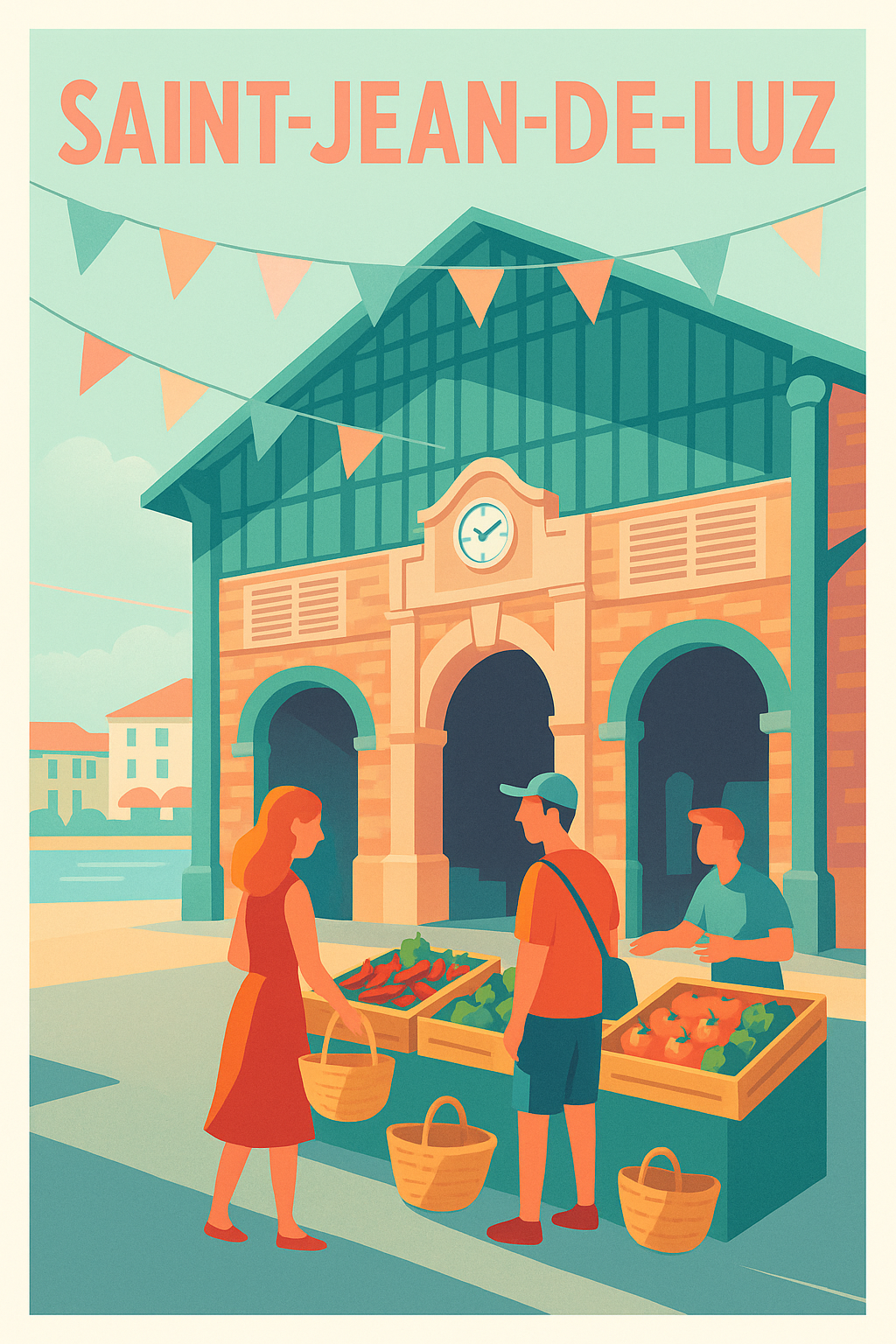 Affiche de Saint-Jean-de-Luz - Charme et authenticité du marché basque
