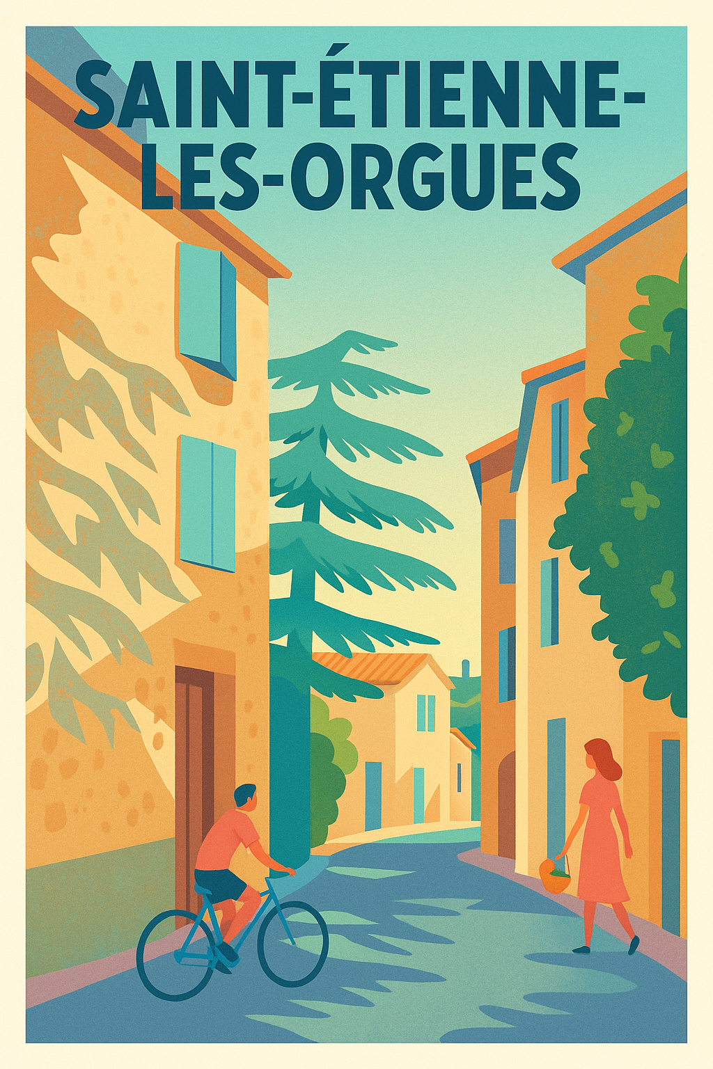 Affiche de Saint-Étienne-les-Orgues - Promenade ensoleillée au cœur du village