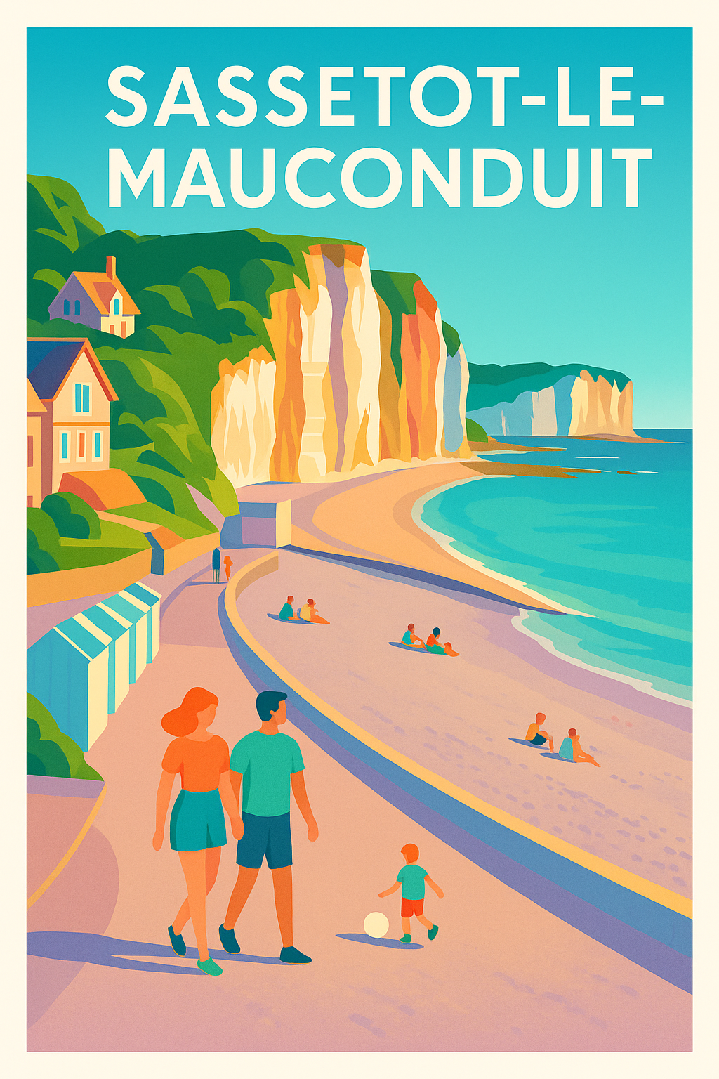 Affiche Sassetot-le-Mauconduit — Escapade en bord de falaise · poster d'art de Sassetot-le-Mauconduit