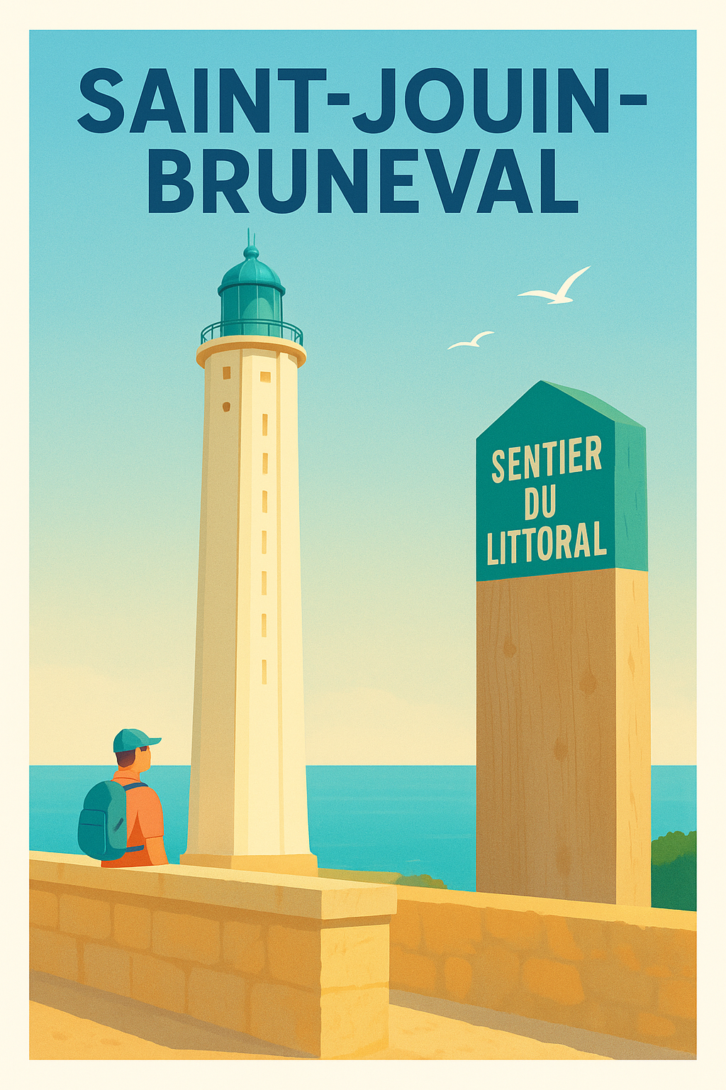 Affiche Saint-Jouin-Bruneval — Évasion au bord du Sentier du Littoral · poster d'art de Saint-Jouin-Bruneval