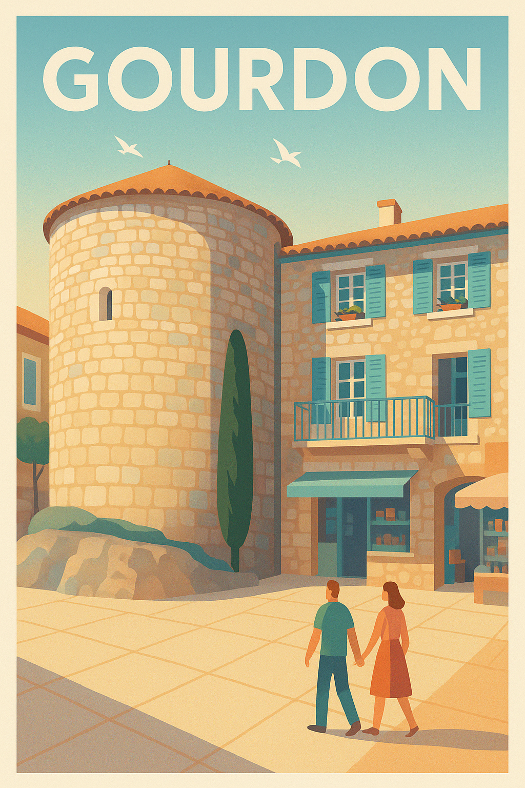 Affiche Gourdon — Charme médiéval et douceur provençale · poster d'art de Gourdon