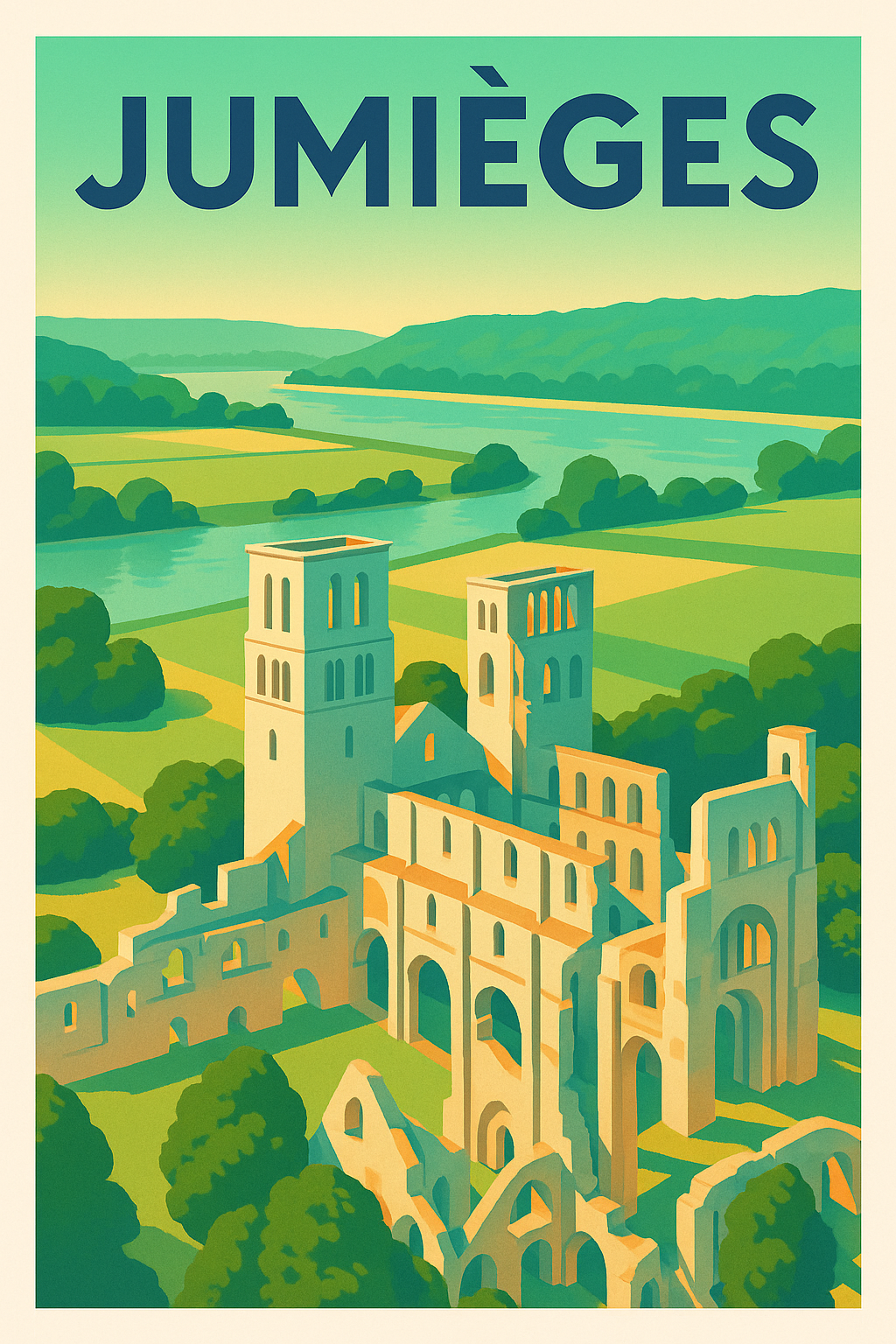 Affiche de Jumièges - Émerveillez-vous devant les ruines majestueuses