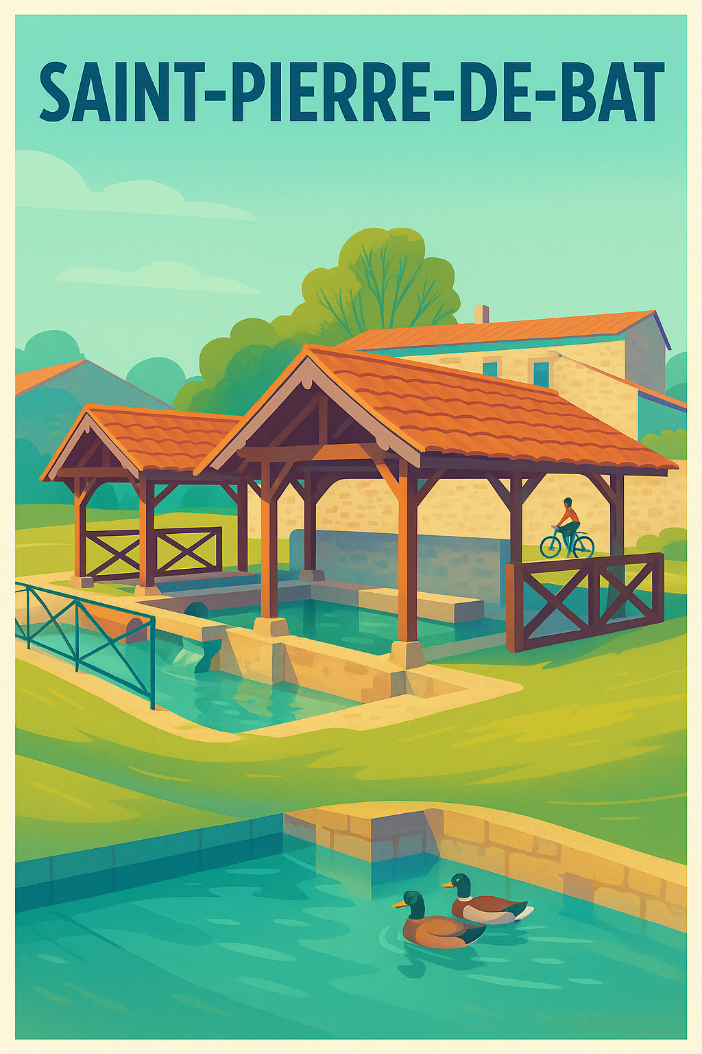 Affiche Saint-Pierre-de-Bat — Charme et sérénité en Aquitaine · poster d'art de Saint-Pierre-de-Bat