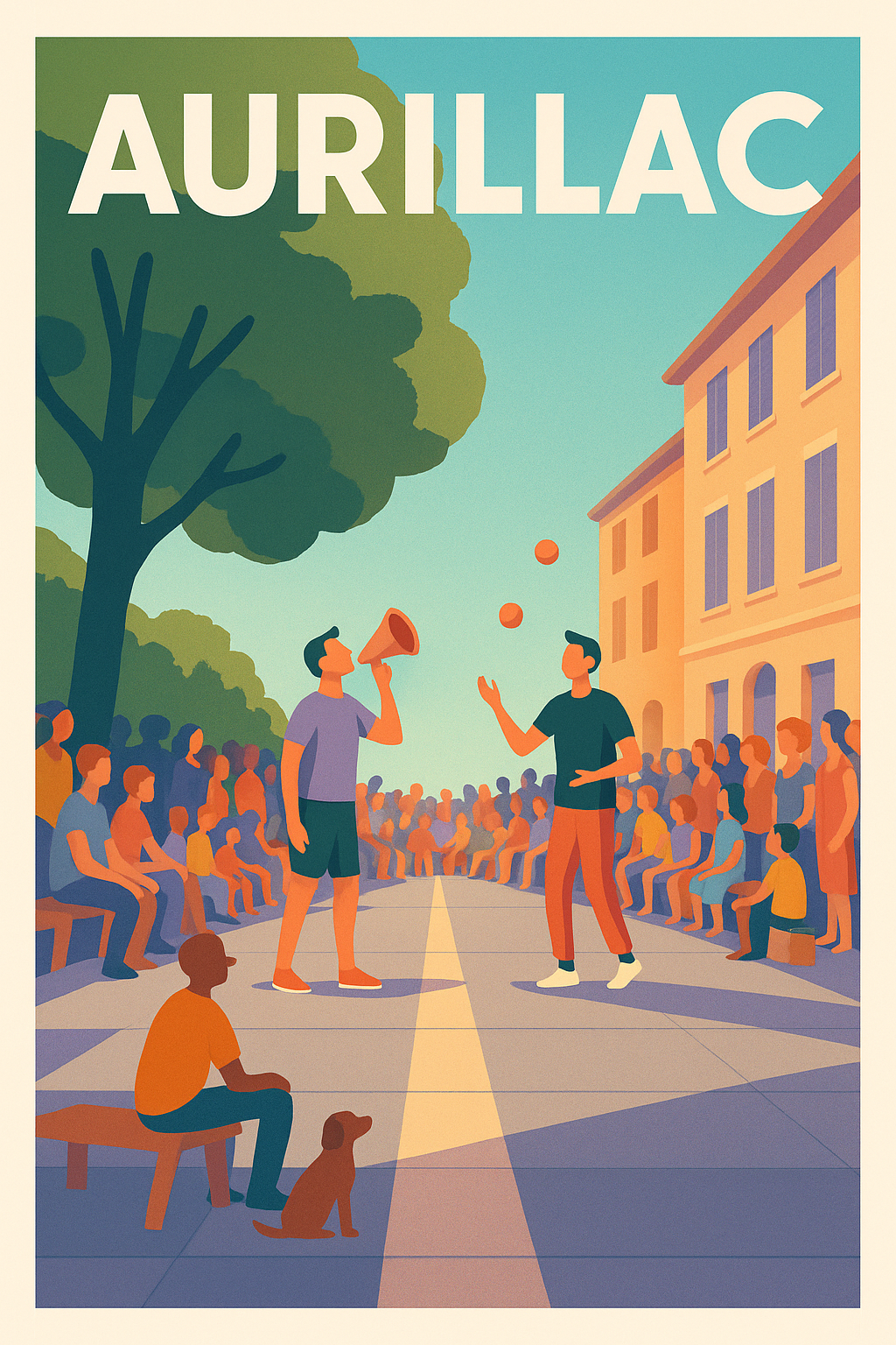 Affiche Aurillac — Ambiance conviviale en plein air · poster d'art de Aurillac