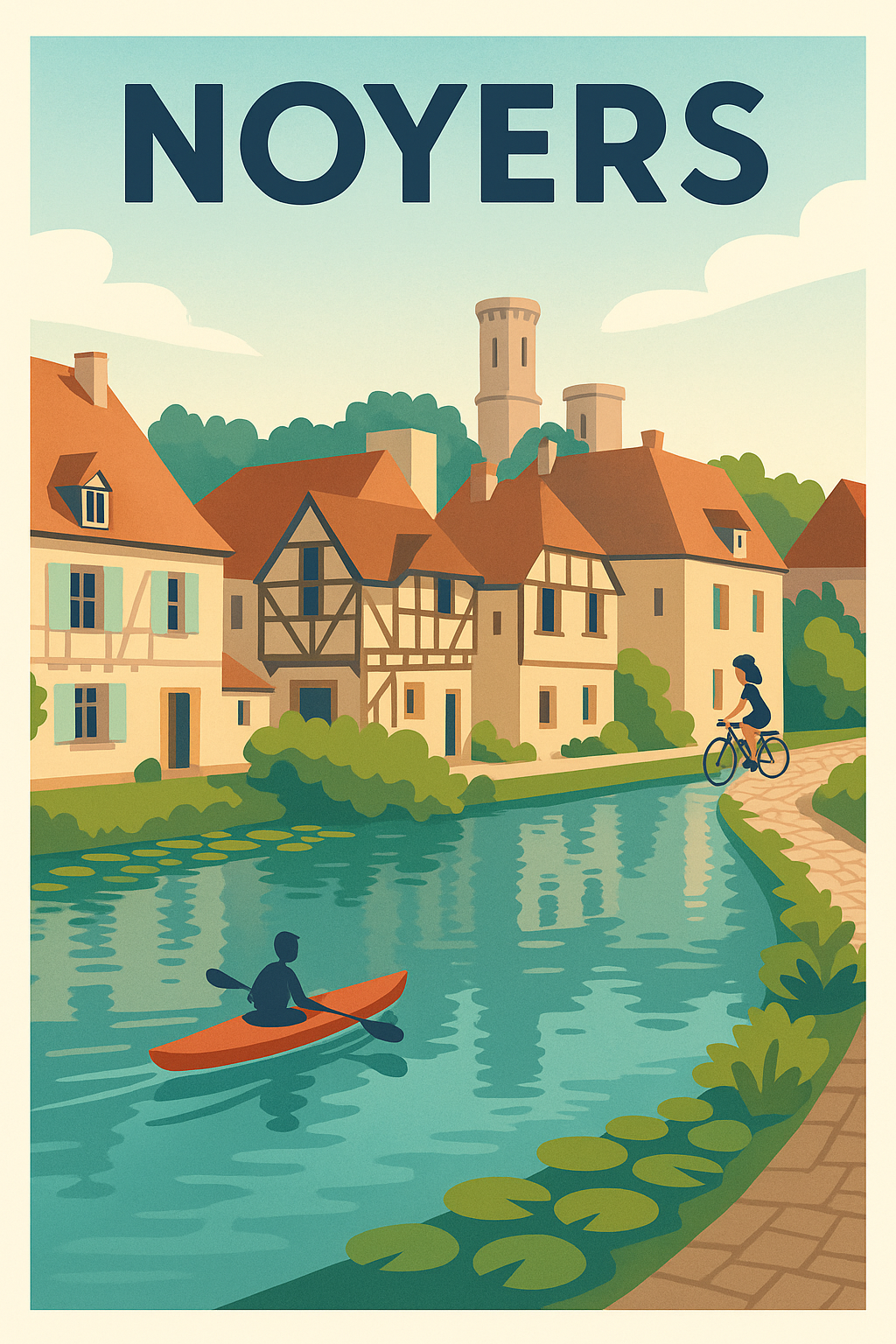 Affiche Noyers — Charme et Sérénité au fil de l'eau · poster d'art de Noyers
