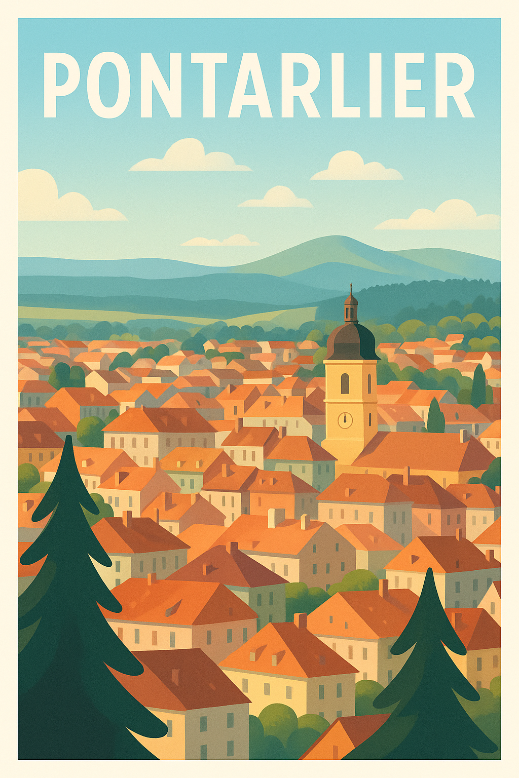 Affiche de Pontarlier - Charme bohème des toits rouges