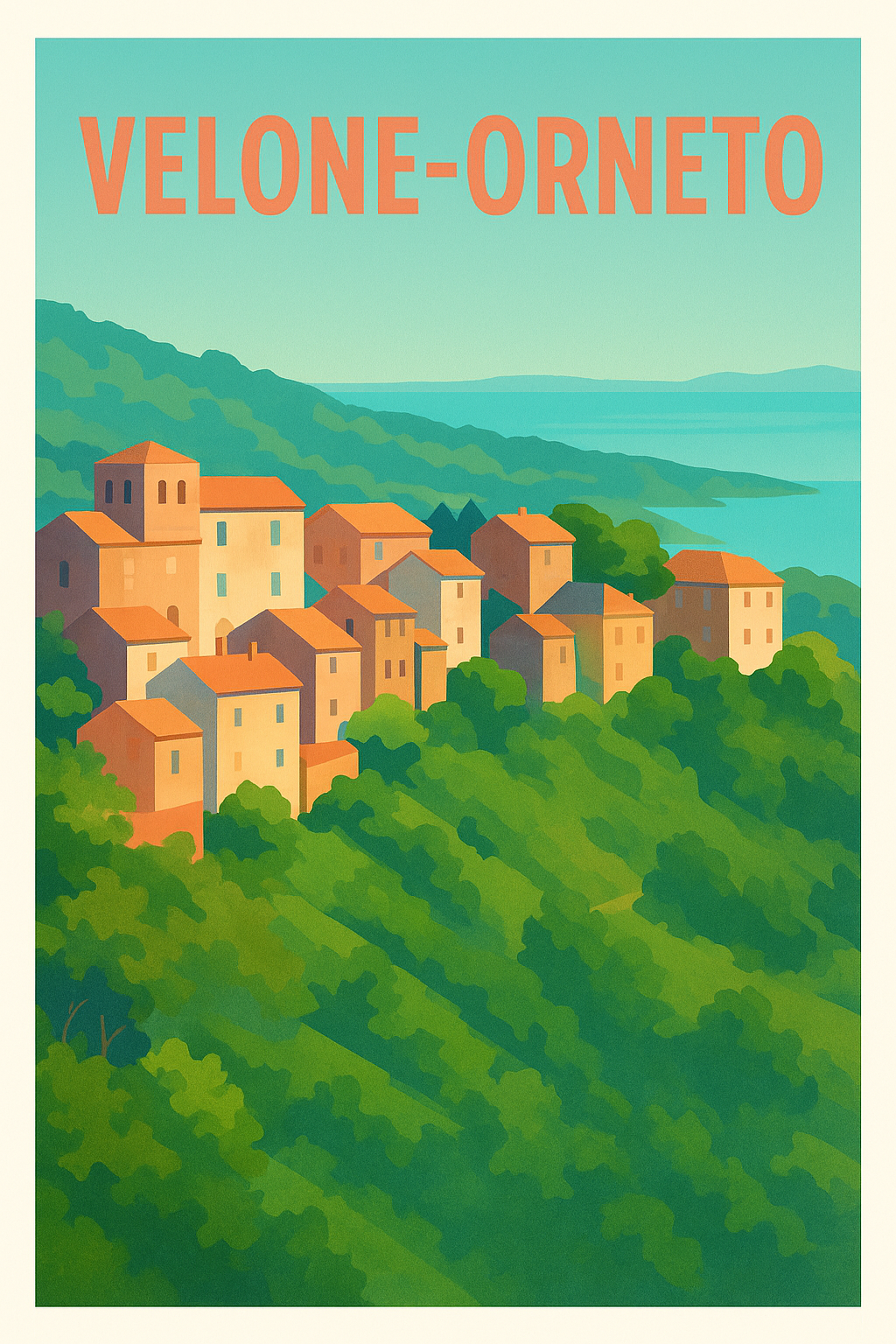 Affiche Velone-Orneto — Oasis méditerranéenne entre mer et collines · poster d'art de Velone-Orneto