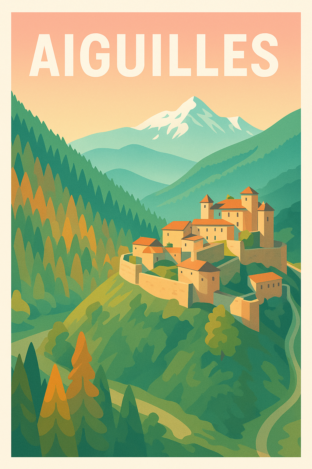 Affiche Aiguilles — Une escapade paisible en montagne · poster d'art de Aiguilles