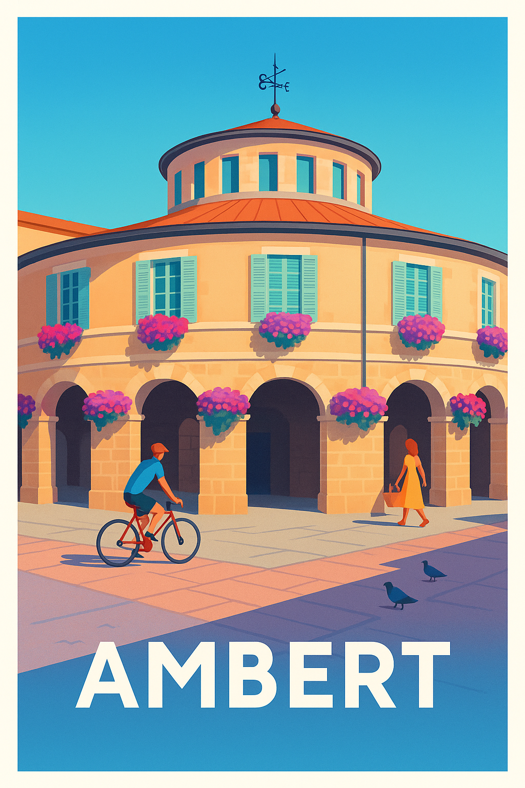 Affiche Ambert — Charme et lumière au cœur de la place · poster d'art de Ambert