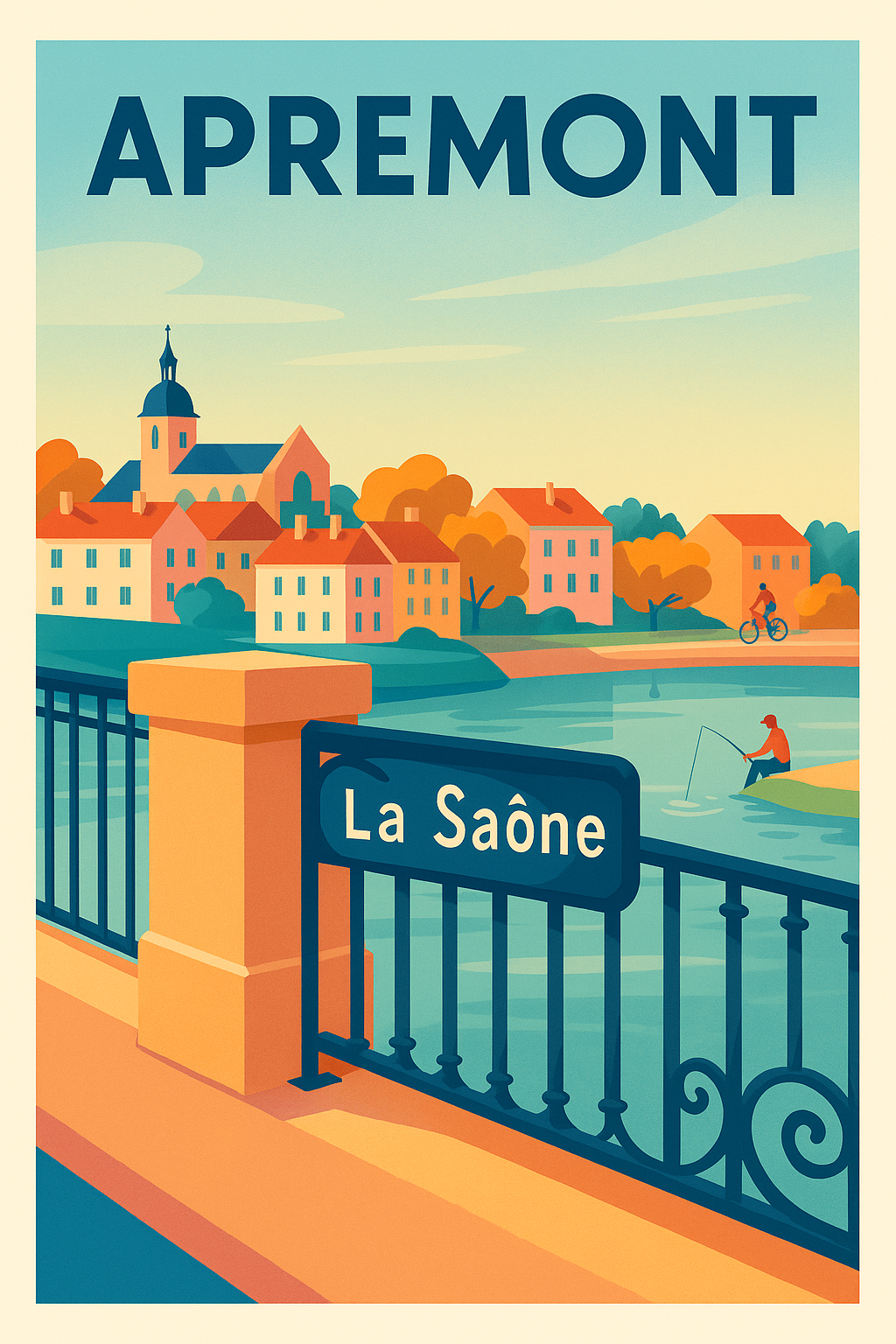 Affiche Apremont — Charme paisible au bord de la Saône · poster d'art de Apremont