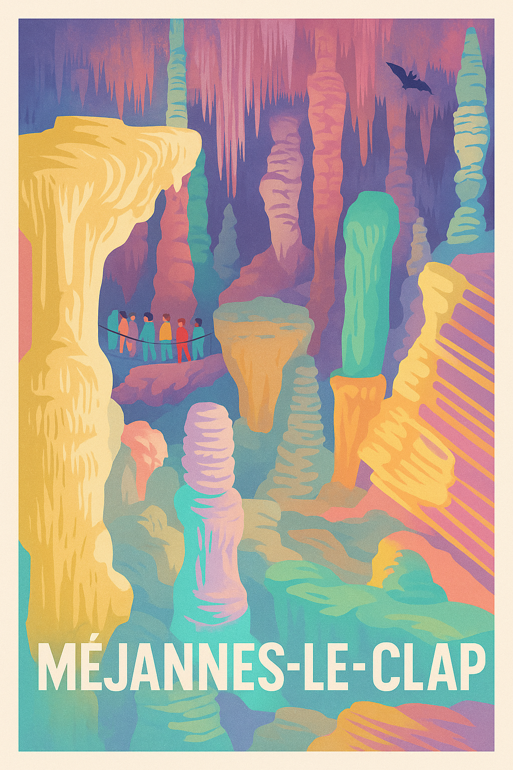 Affiche Méjannes-le-Clap — Splendeur souterraine des grottes · poster d'art de Méjannes-le-Clap