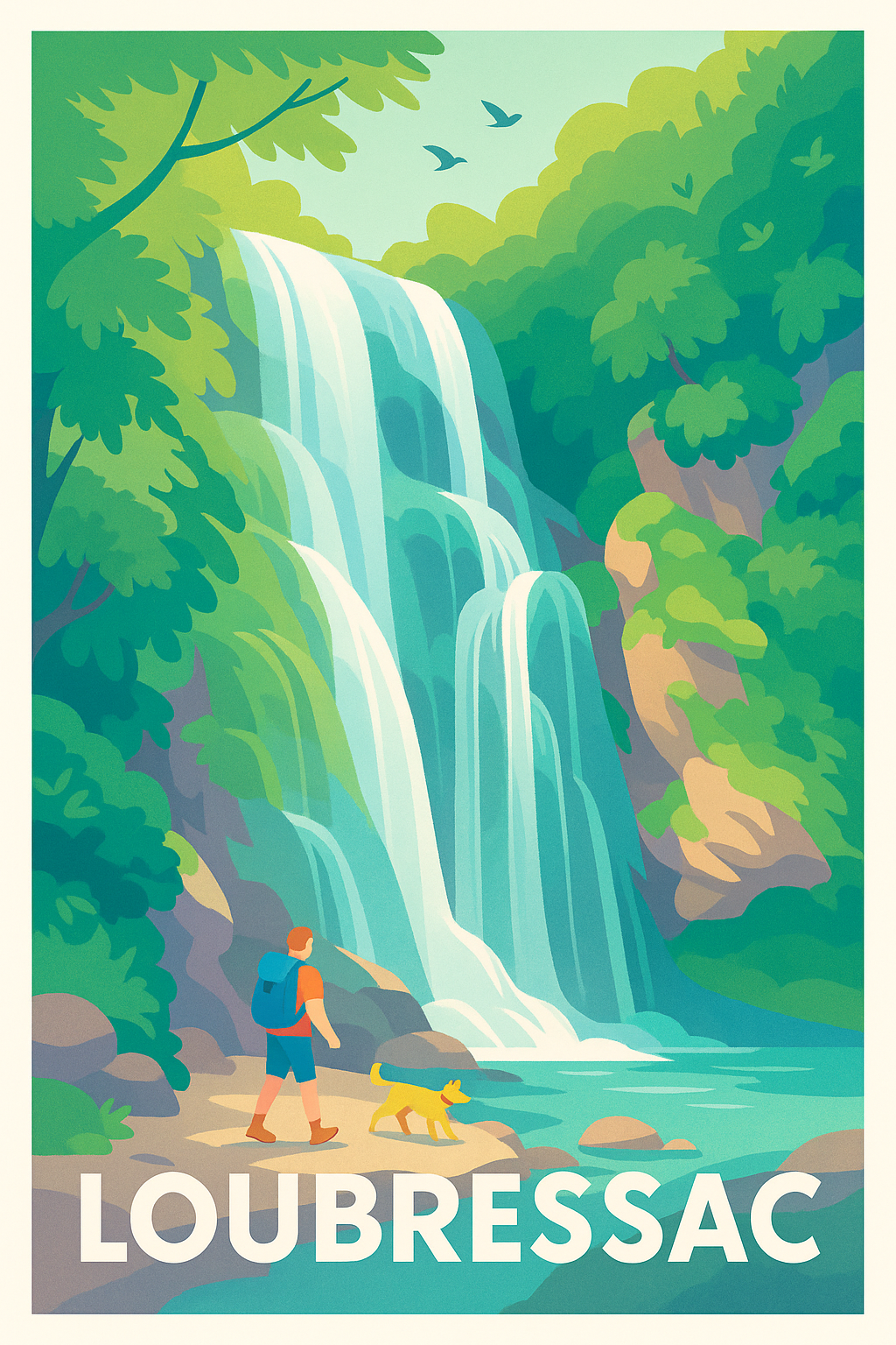 Affiche Loubressac — Nature et cascade en pleine découverte · poster d'art de Loubressac