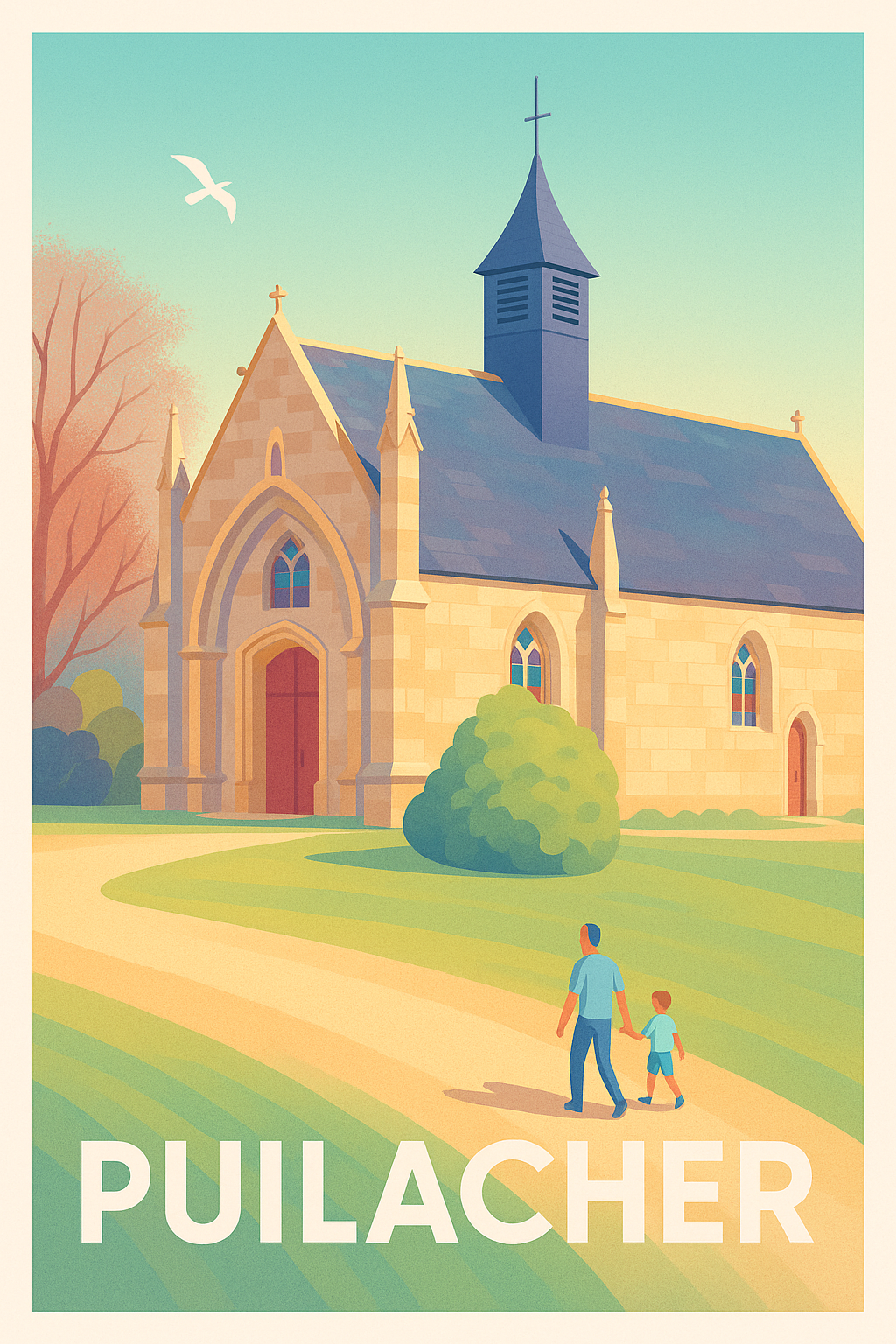 Affiche Puilacher — Tranquillité pastorale au cœur du village · poster d'art de Puilacher