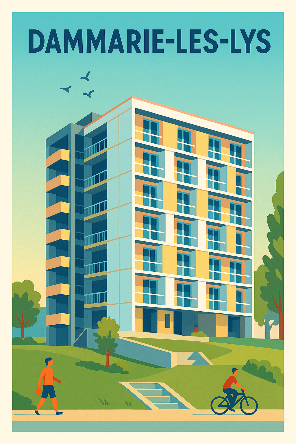 Affiche Dammarie-les-Lys — Vie urbaine et nature apaisante · poster d'art de Dammarie-les-Lys