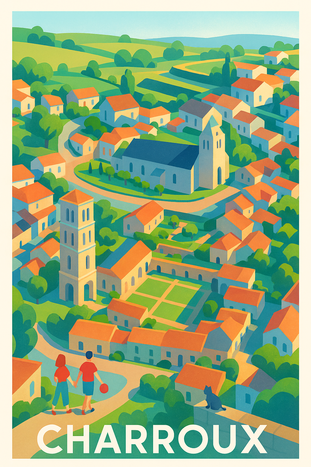 Affiche Charroux — Charme authentique d'un village rural · poster d'art de Charroux
