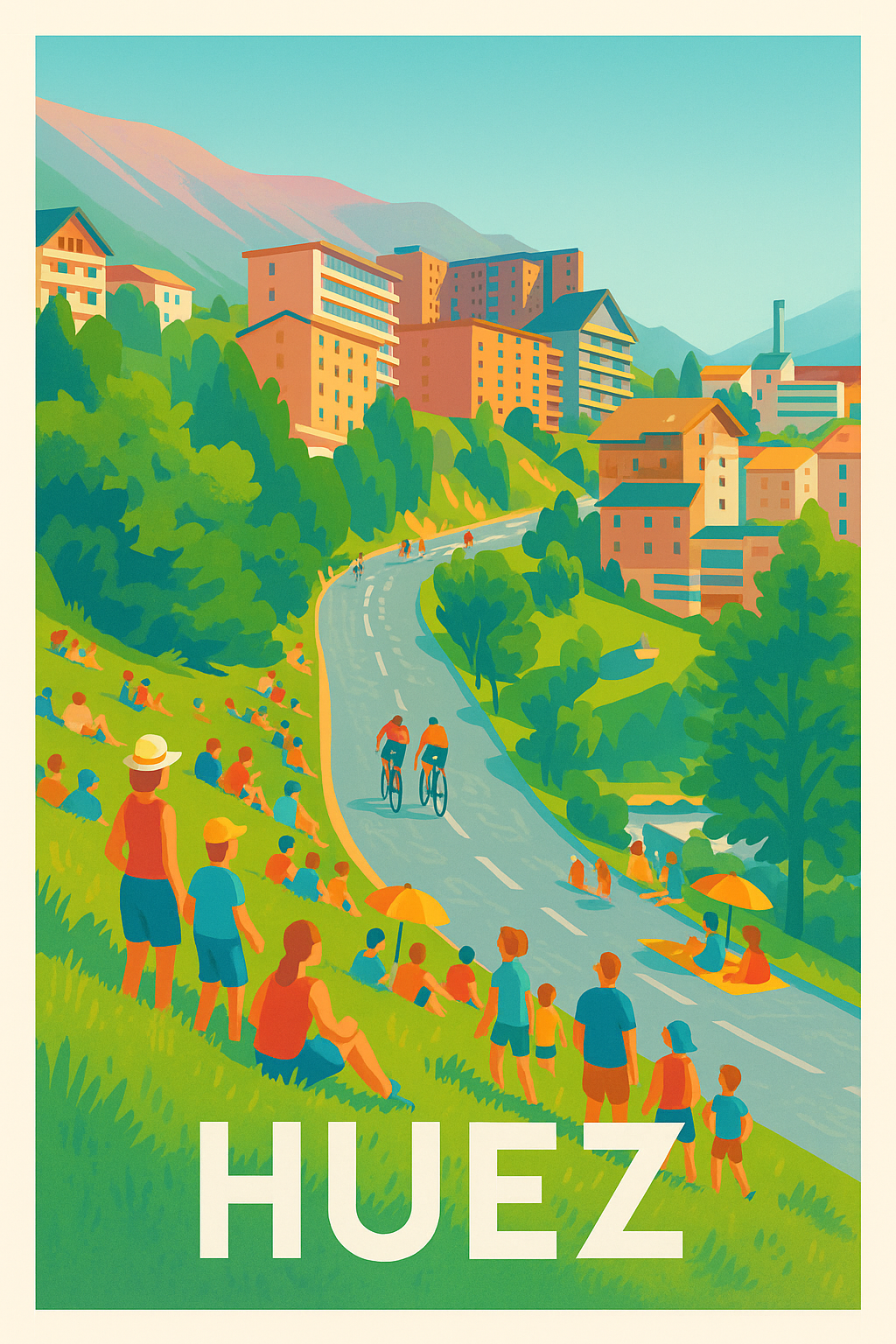 Affiche Huez — Escapade sportive au cœur des Alpes · poster d'art de Huez