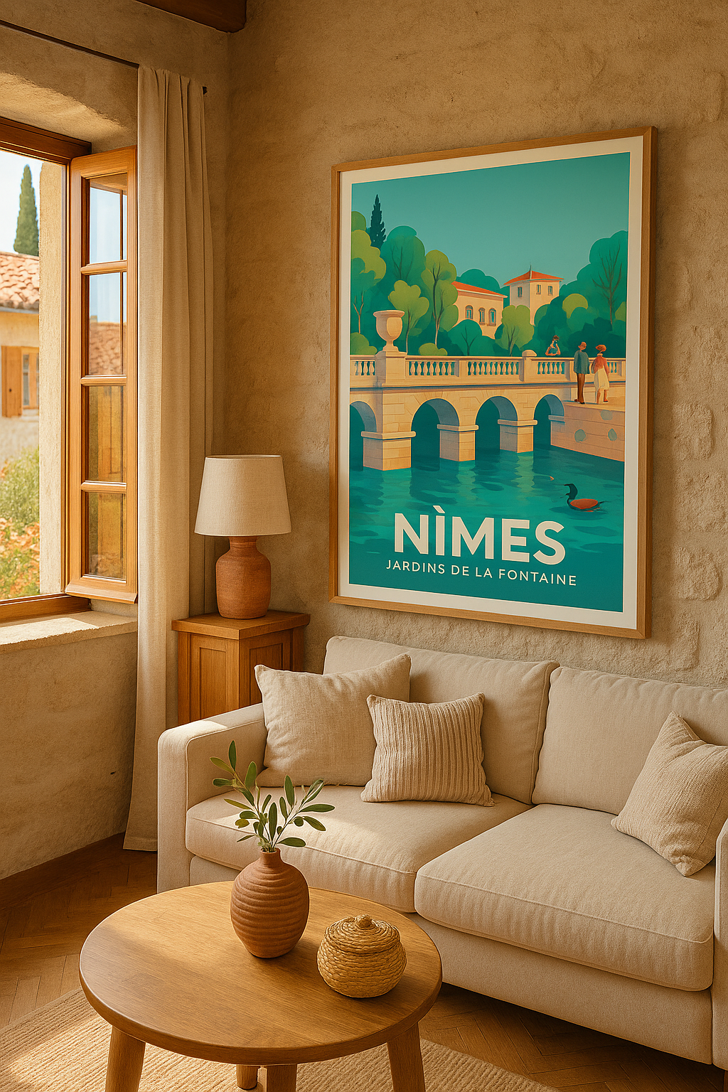 Affiche Nîmes - Promenade bucolique aux Jardins de la Fontaine - Afich