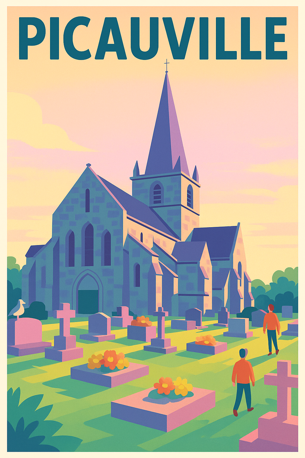 Affiche de Picauville - Charme historique au crépuscule