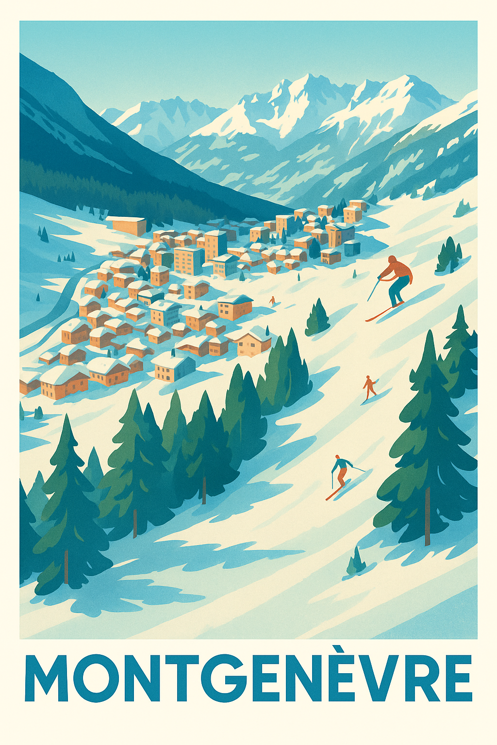 Affiche Montgenèvre — Évasion hivernale en montagne · poster d'art de Montgenèvre