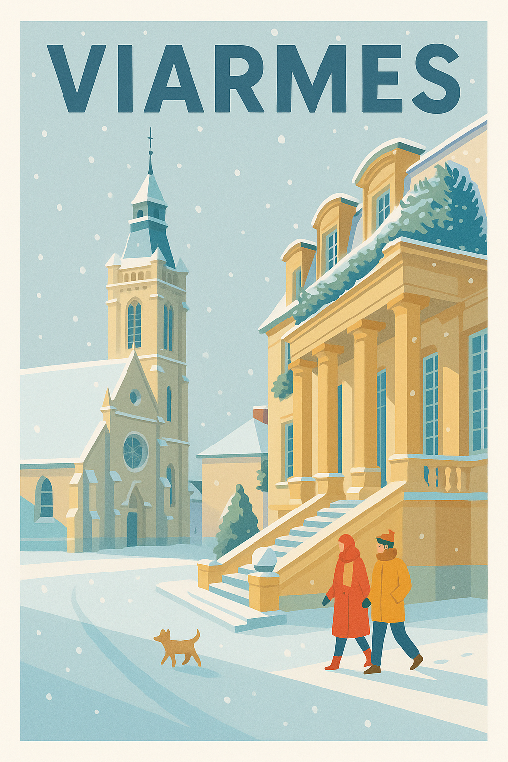 Affiche de Viarmes - Charme hivernal et douceur d'une ville enneigée