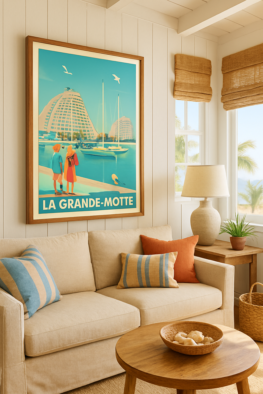 Mise en situation Affiche de La Grande-Motte - Escapade en bord de mer moderne