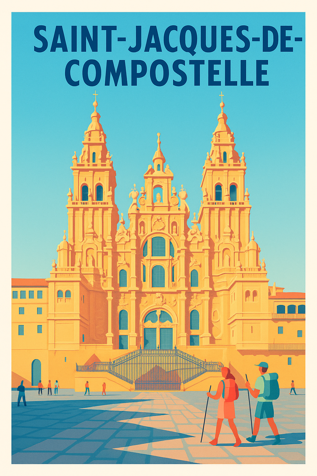 Affiche de Saint-Jacques-de-Compostelle - L'escale emblématique des pèlerins
