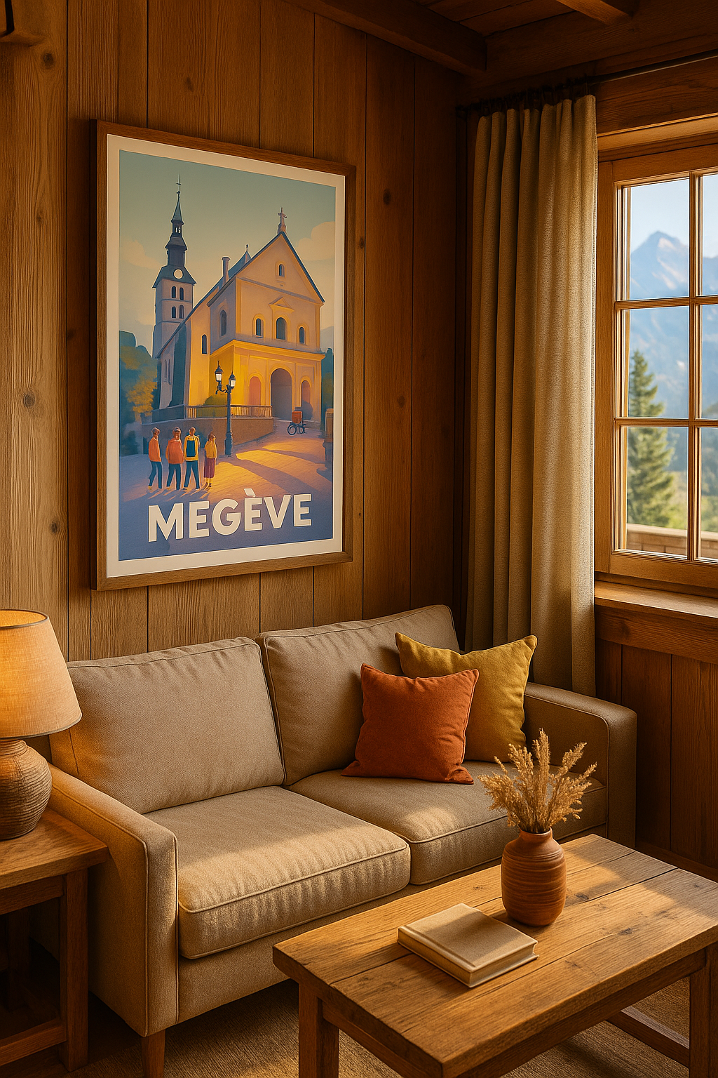 Mise en situation Affiche de Megève - Charme alpin au crépuscule