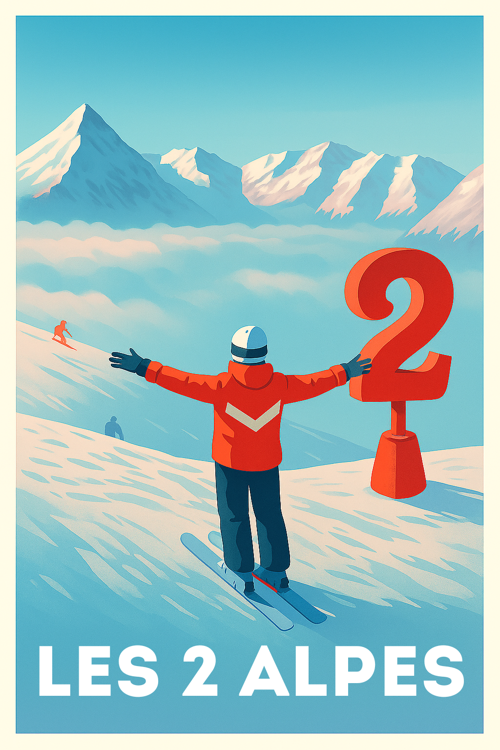 Affiche Les Deux Alpes — Évasion et sensation en montagne · poster d'art de Les Deux Alpes