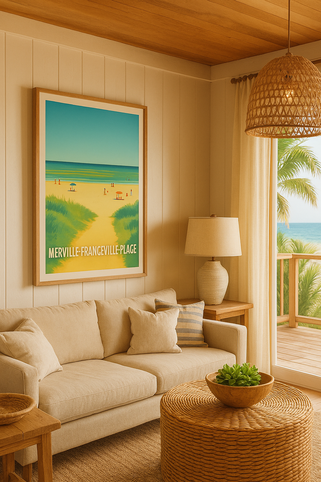 Mise en situation Affiche de Merville-Franceville-Plage - Invitation à la sérénité balnéaire
