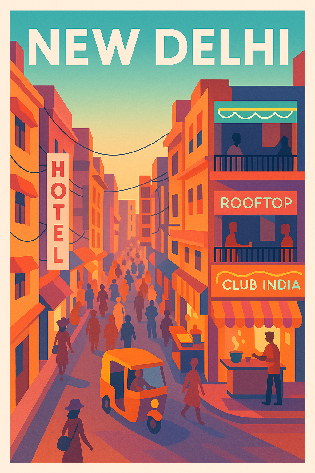 Affiche de New Delhi - Vibrations animées au cœur de la ville