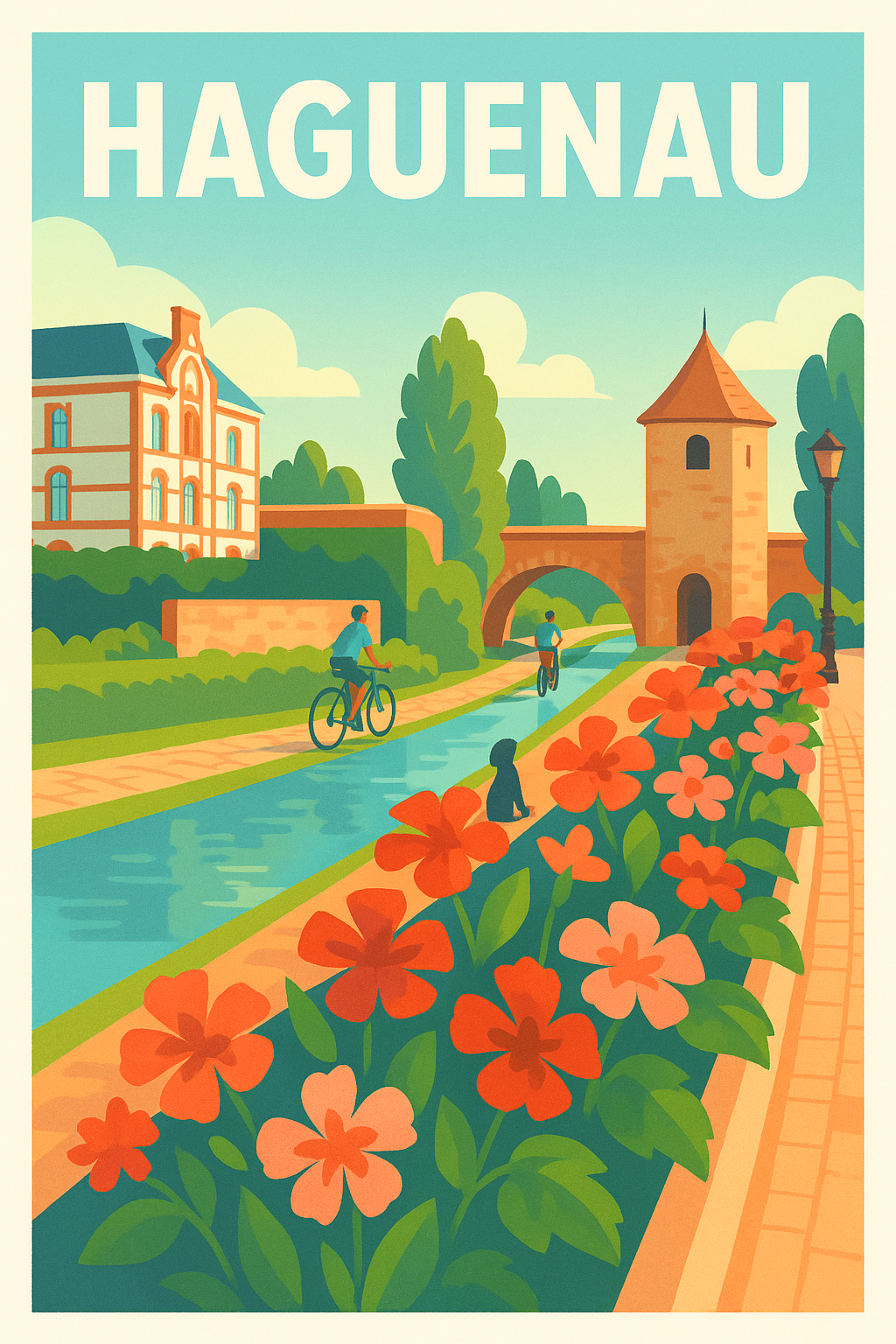 Affiche Haguenau — Charme fleuri au fil de l'eau · poster d'art de Haguenau