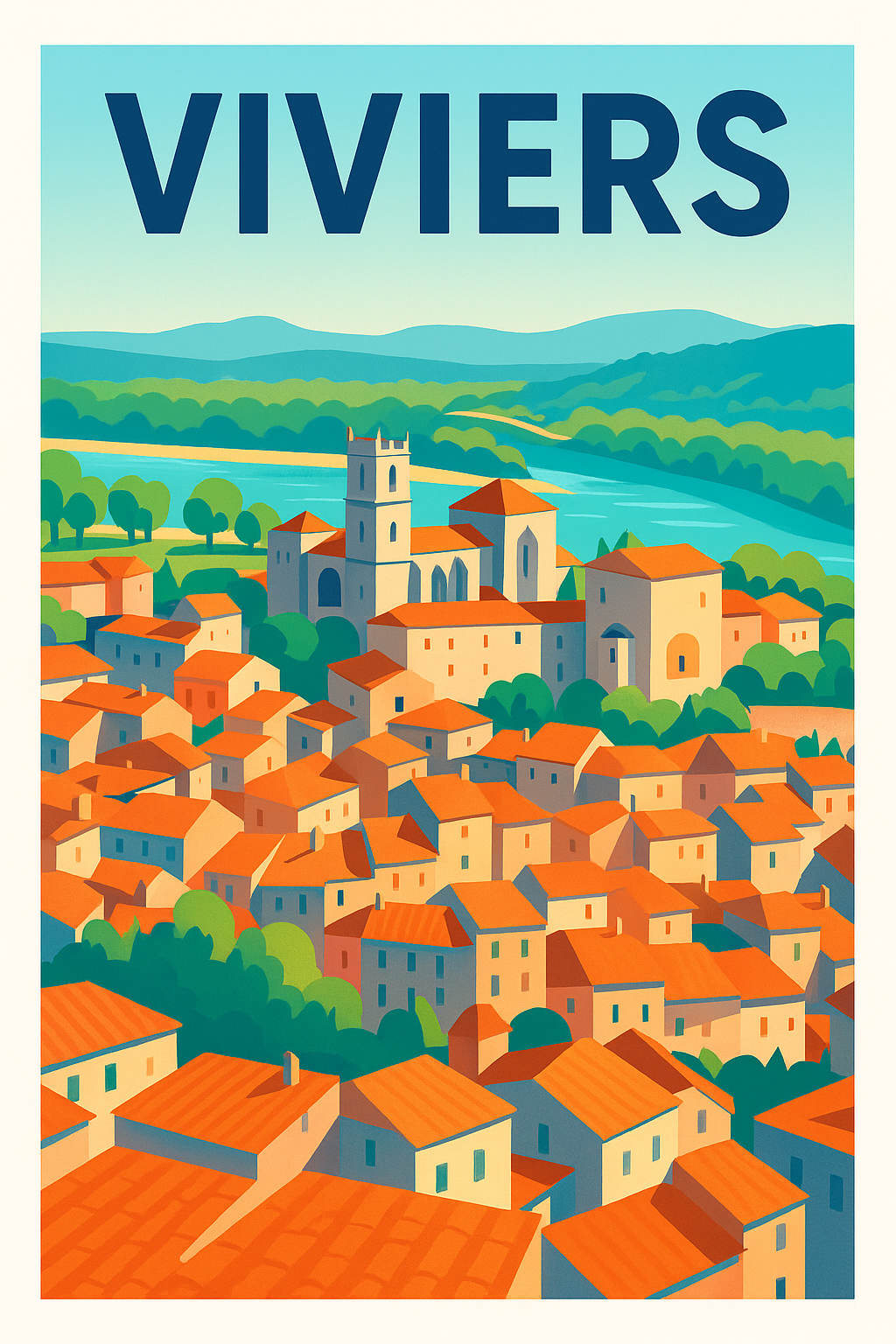 Affiche de Viviers - Charme et couleurs d'un village ardéchois