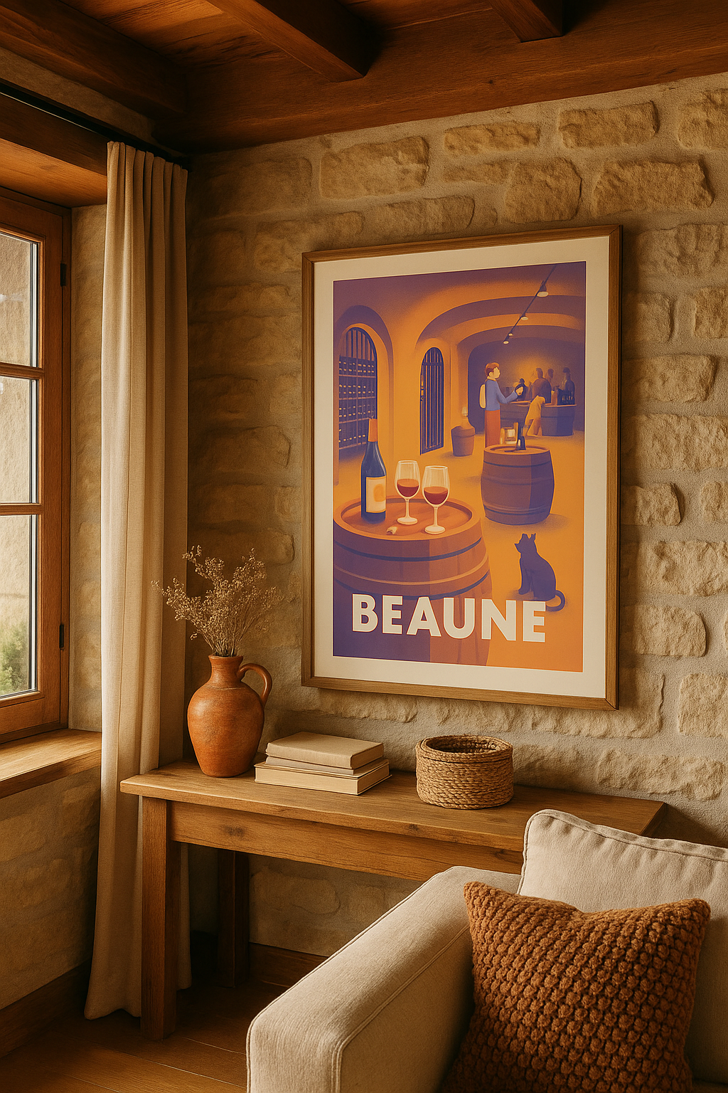 Affiche Beaune - L'élégance des caves à vin - Afich