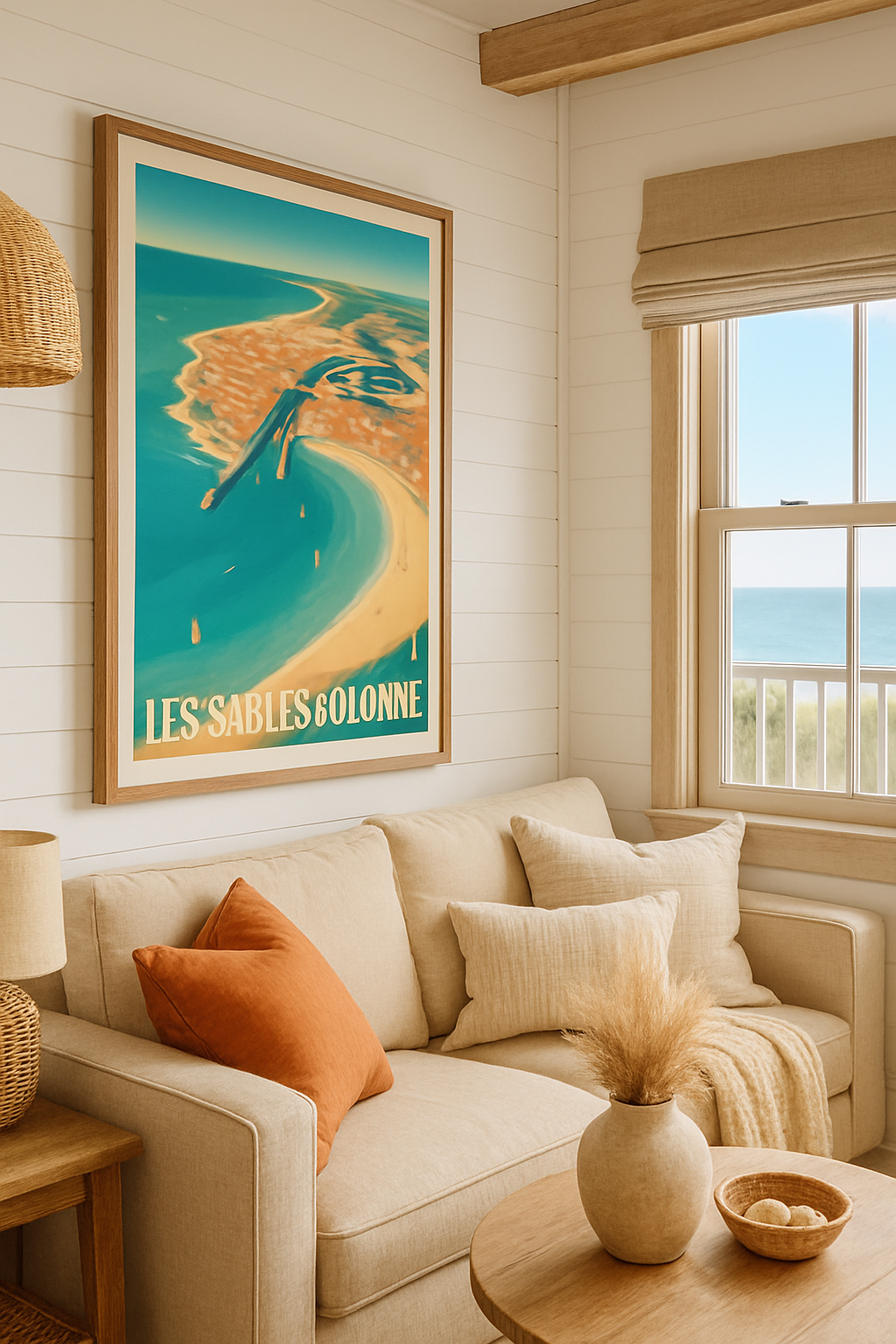 Mise en situation Affiche de Les Sables-d'Olonne - Vue ensoleillée sur la côte Atlantique