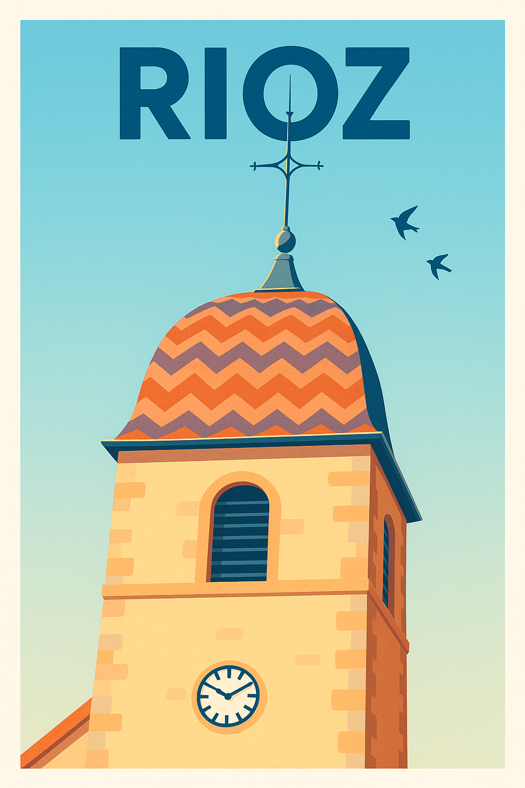 Affiche de Rioz - Charme et authenticité de l'horloge emblématique