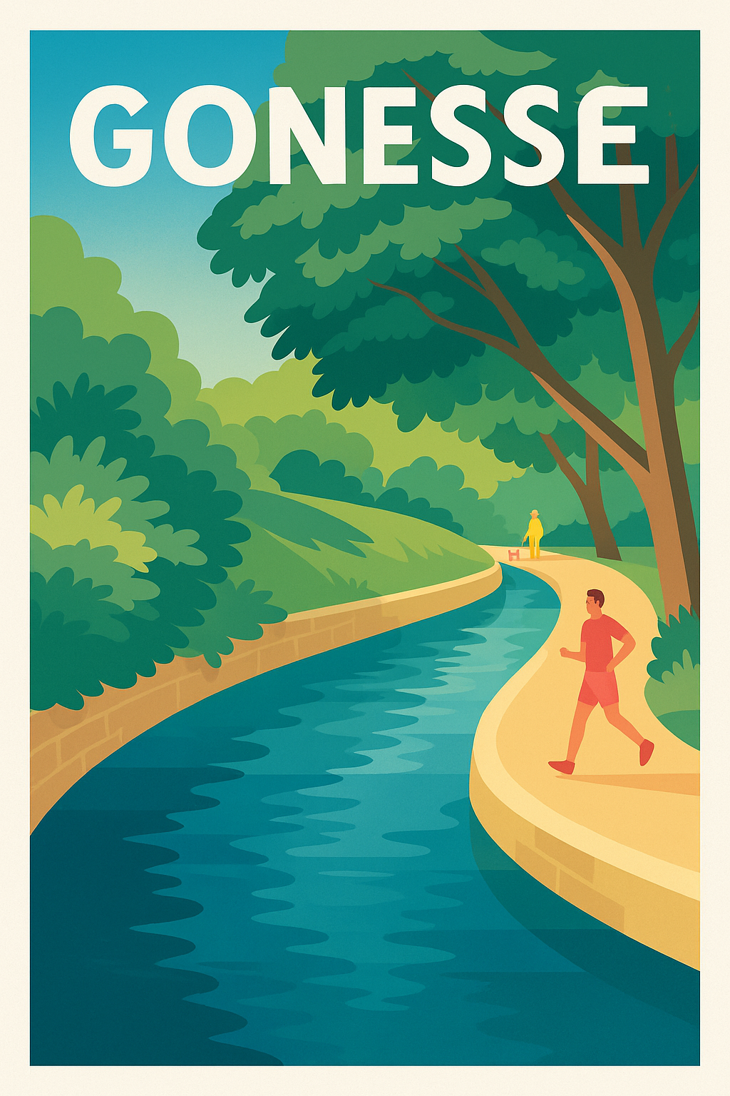 Affiche Gonesse — Promenade bucolique au fil de l'eau · poster d'art de Gonesse