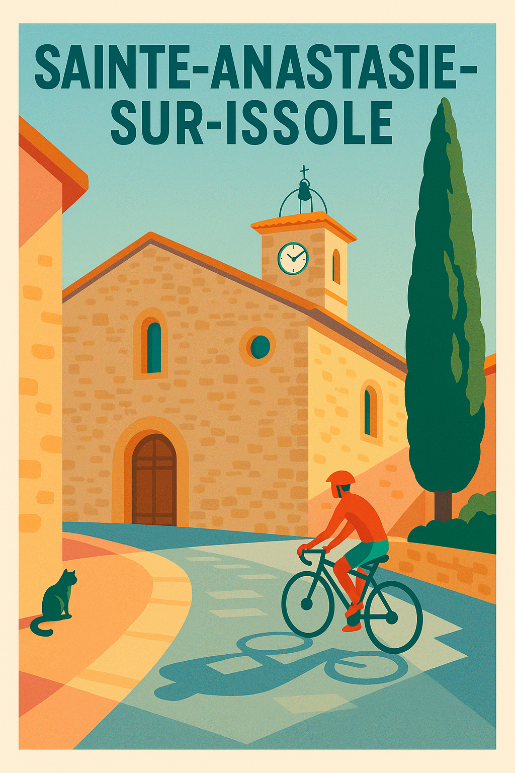 Affiche de Sainte-Anastasie-sur-Issole - L'élégance provençale à vélo