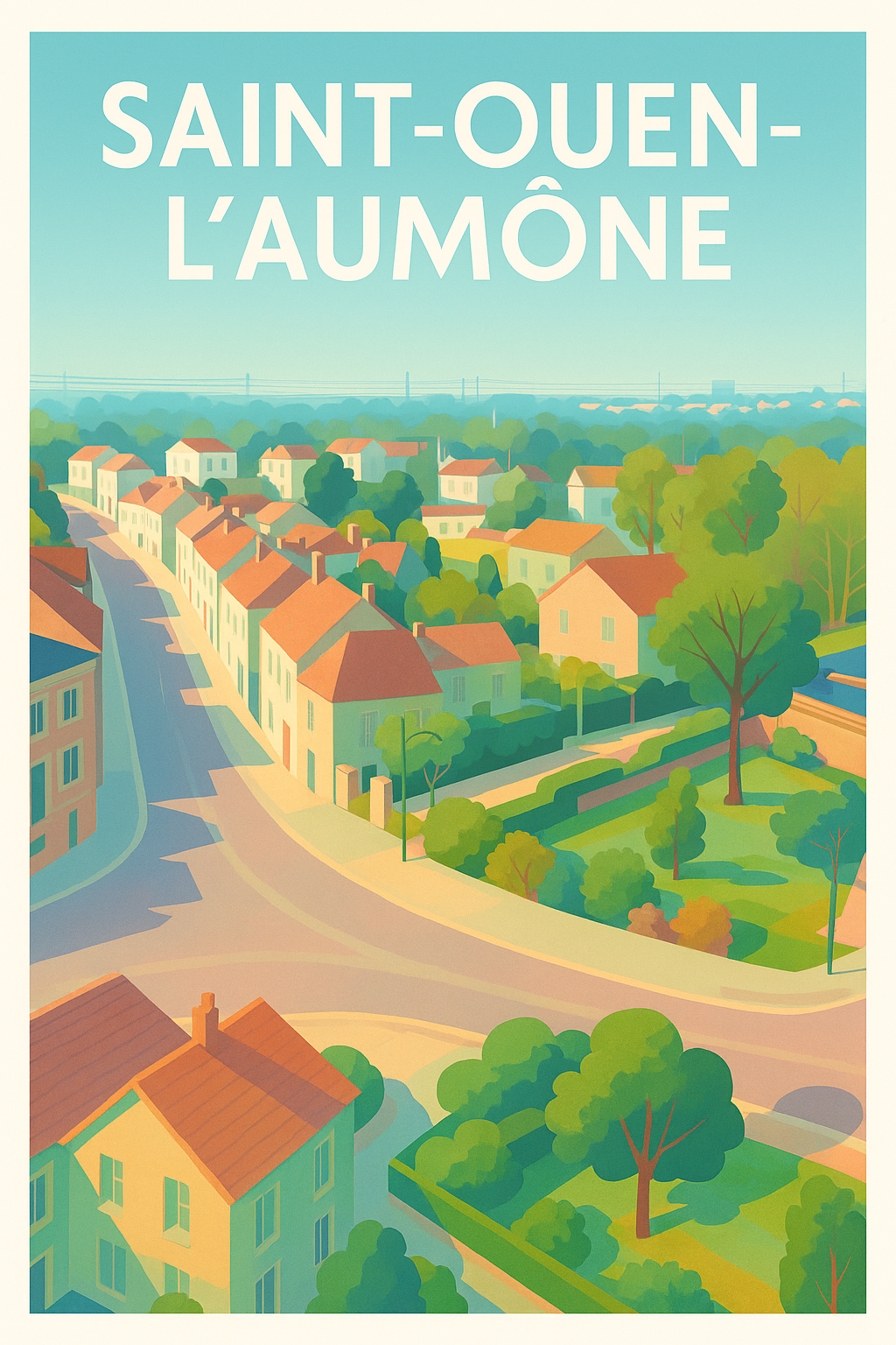 Affiche Saint-Ouen-l'Aumône — Charme bucolique et douceur de vivre · poster d'art de Saint-Ouen-l'Aumône