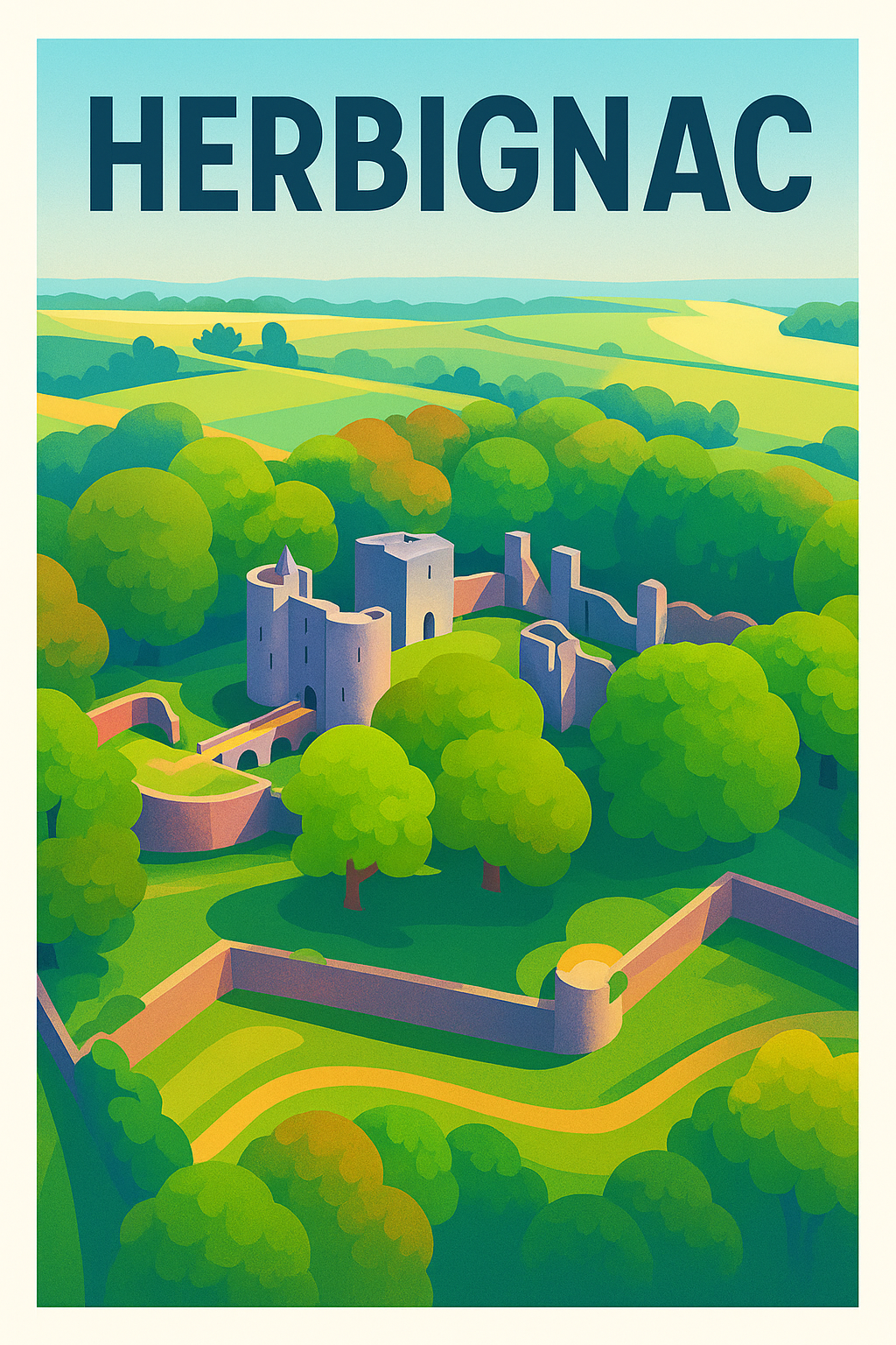 Affiche de Herbignac - L'élégance intemporelle de ses ruines verdoyantes