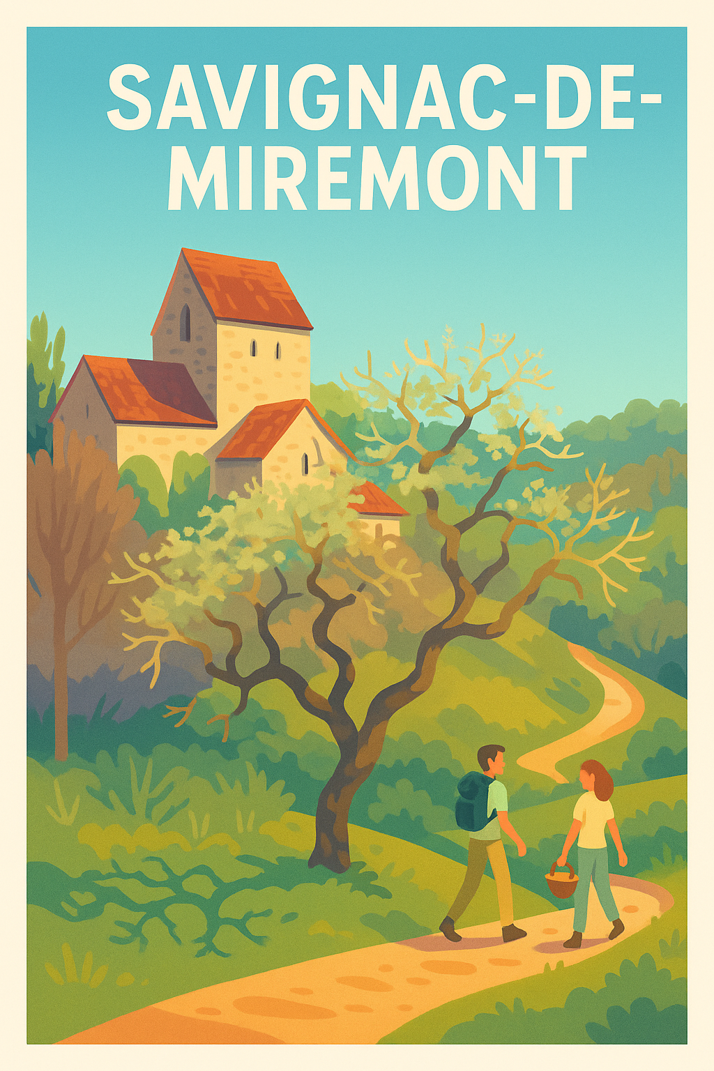 Affiche Savignac-de-Miremont — Promenade Champêtre et Douceur de Vivre · poster d'art de Savignac-de-Miremont