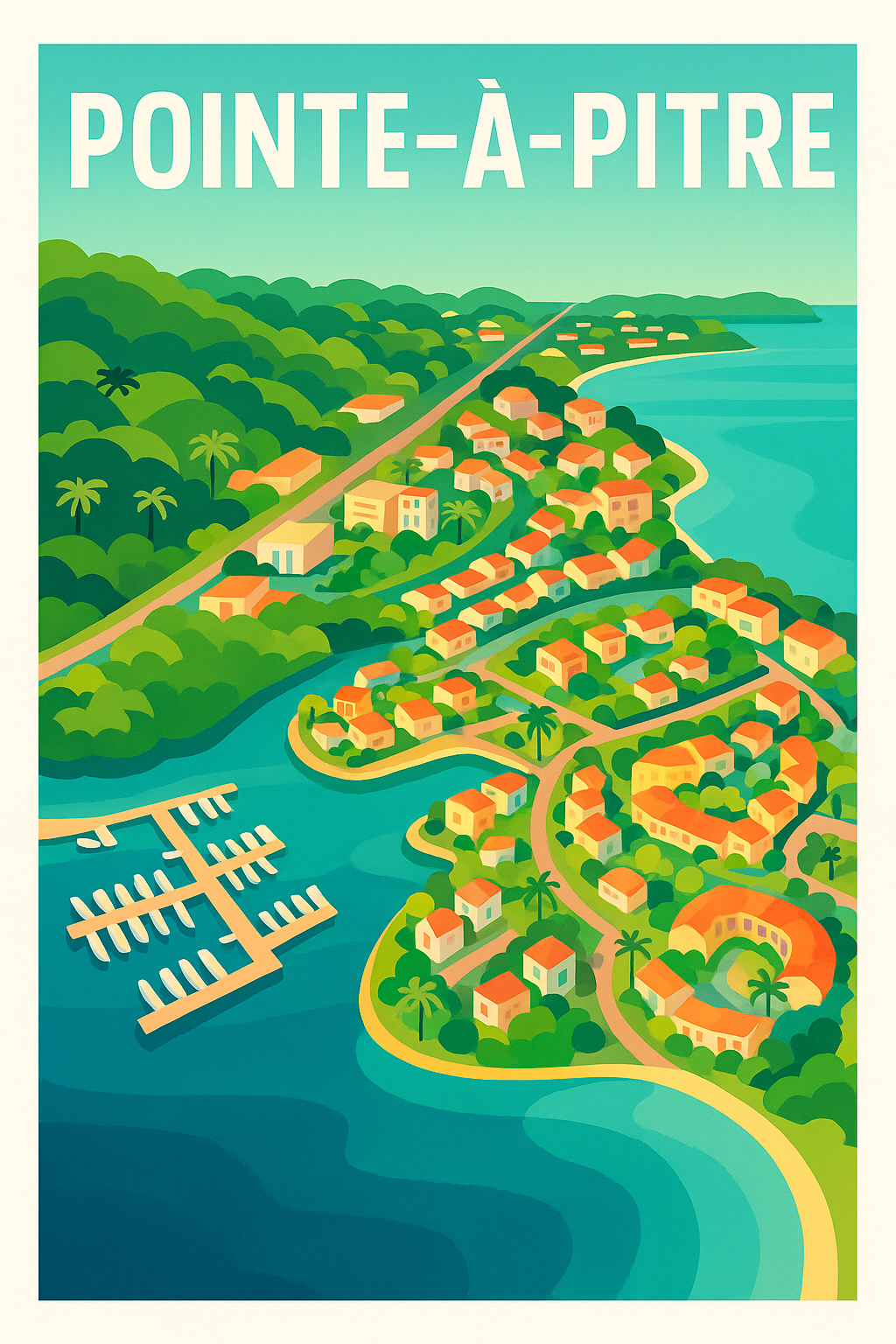 Affiche de Pointe-à-Pitre - Évasion tropicale en couleurs vives