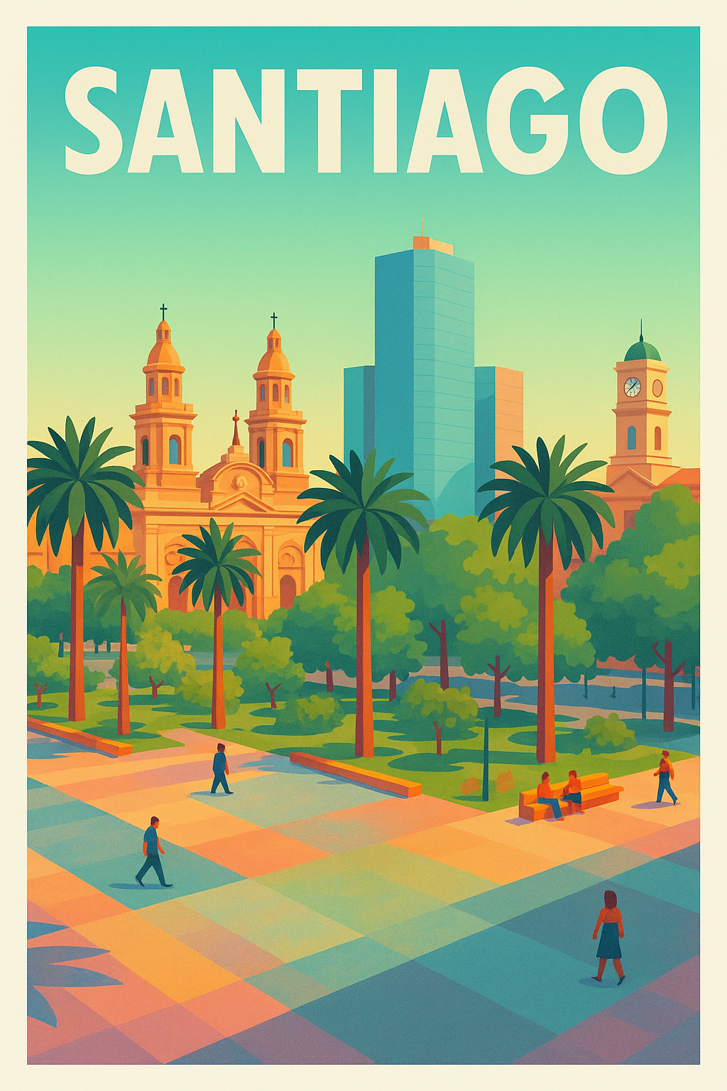 Affiche de Santiago - Charme urbain et nature en harmonie
