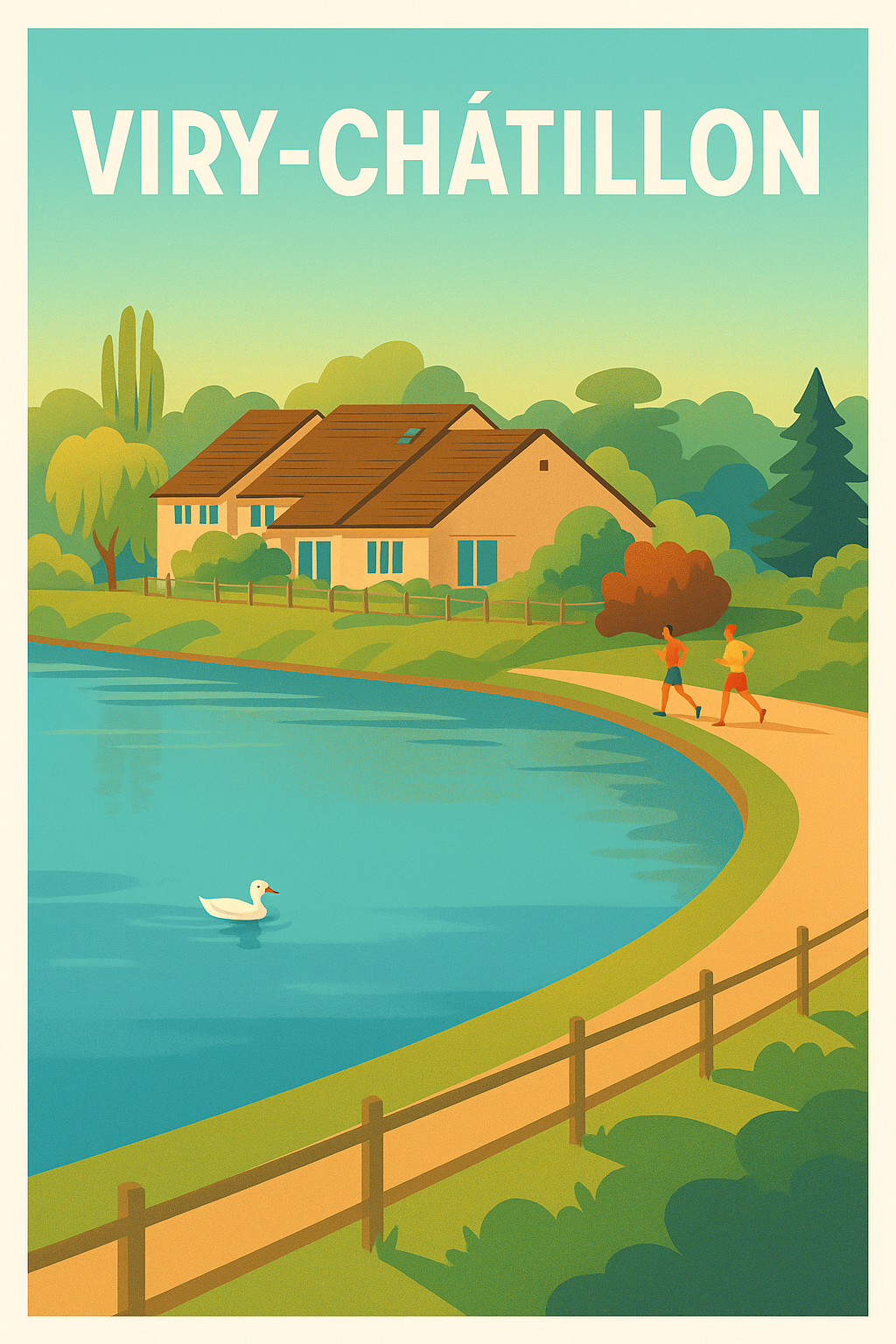 Affiche Viry-Châtillon — Havre de paix au bord de l'eau · poster d'art de Viry-Châtillon