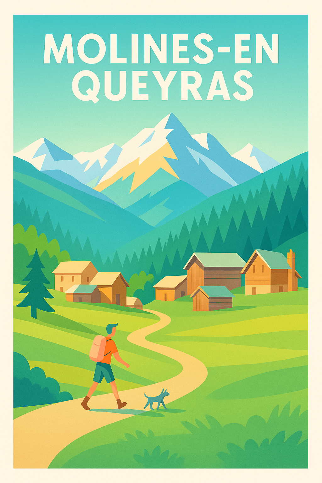Affiche Molines-en-Queyras — Échappée bucolique en montagne · poster d'art de Molines-en-Queyras