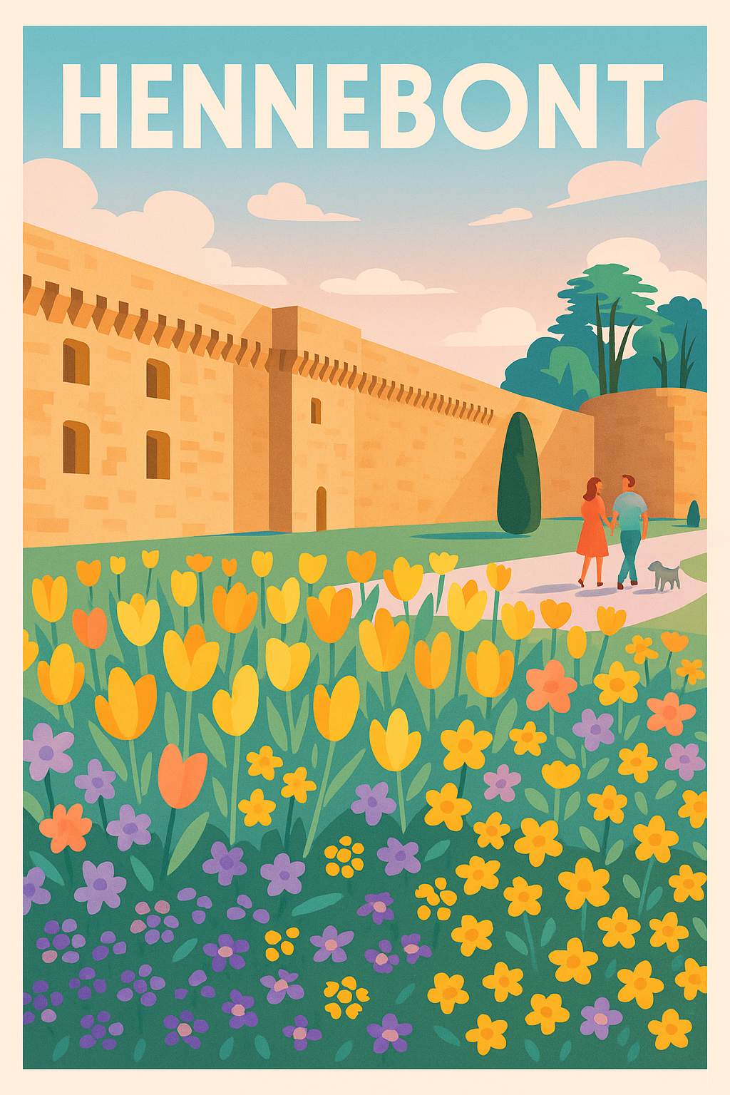 Affiche de Hennebont - Promenade fleurie au pied des remparts