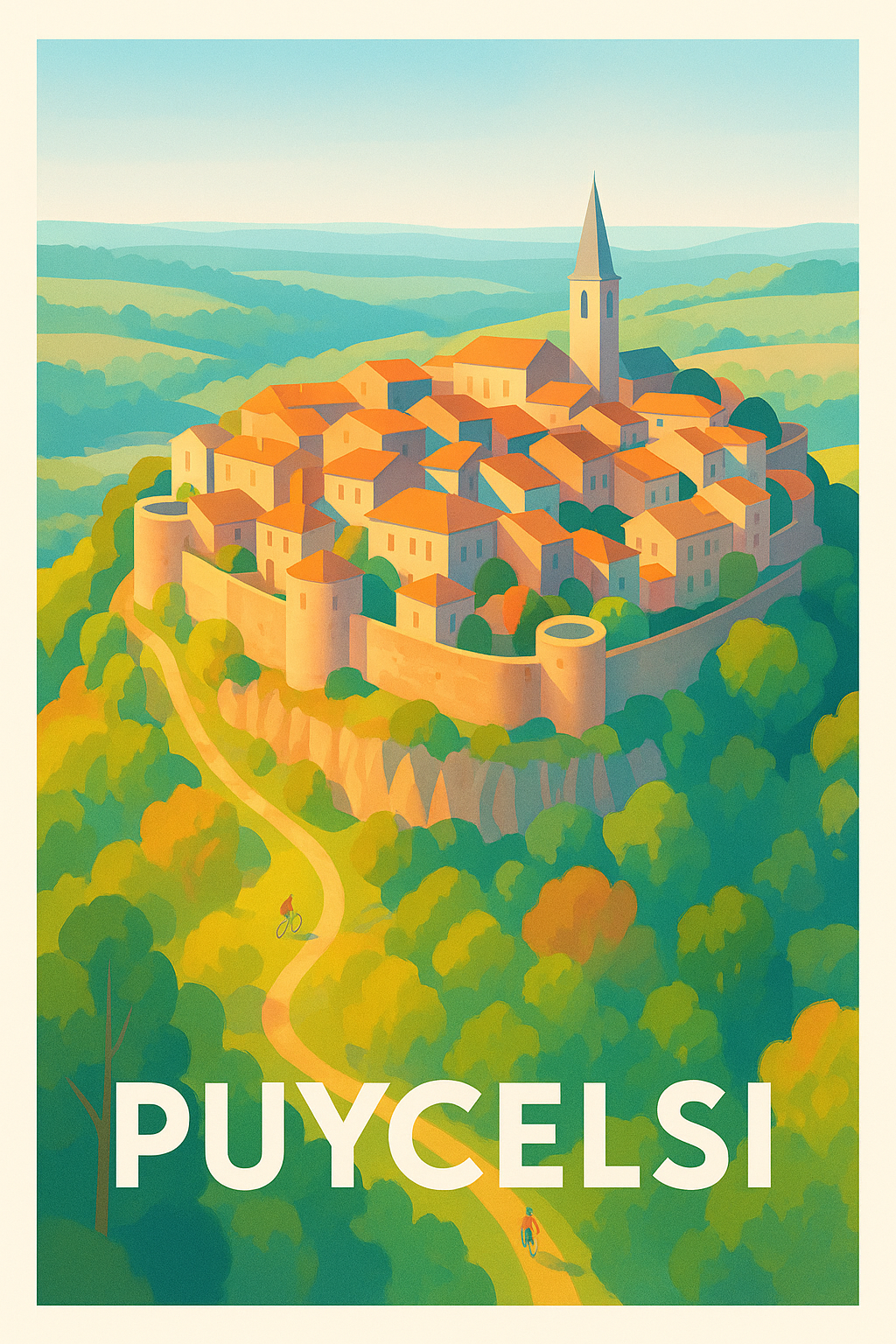 Affiche de Puycelsi - Le charme médiéval sur collines verdoyantes